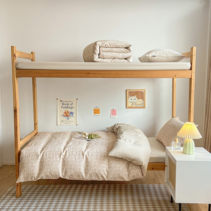 宜代光年 2025新款60S水洗棉提花学生季三件套 岸堤-米