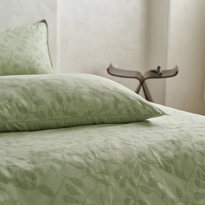 91家纺网 家纺一手货源 找家纺 宜代光年 2025新款60s水洗棉提花系列四件套 叶繁-绿