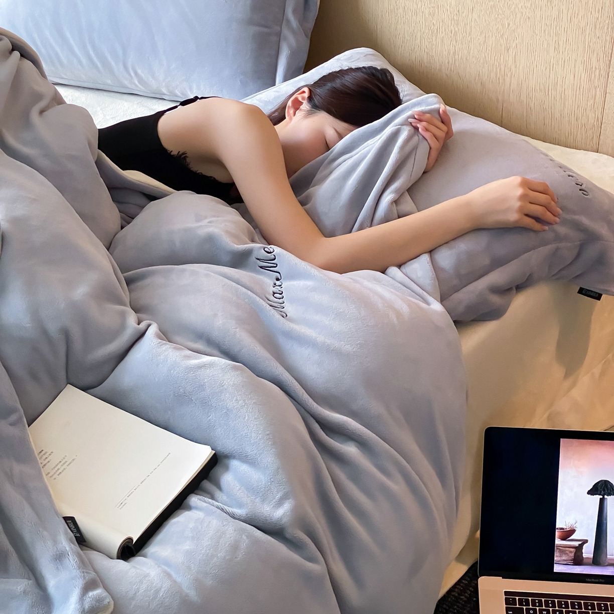 91家纺网 家纺一手货源 找家纺 馨蕊家居 2025秋冬新款轻奢煦暖绒系列-绒云舒（券后控价238/258) 云舒-高级灰