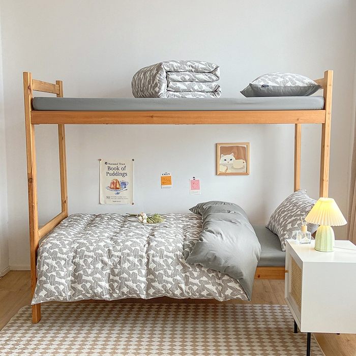 宜代光年 2025新款60S水洗棉提花学生季三件套 温差-灰