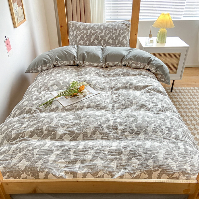 91家纺网 家纺一手货源 找家纺 宜代光年 2025新款60S水洗棉提花学生季三件套 温差-灰