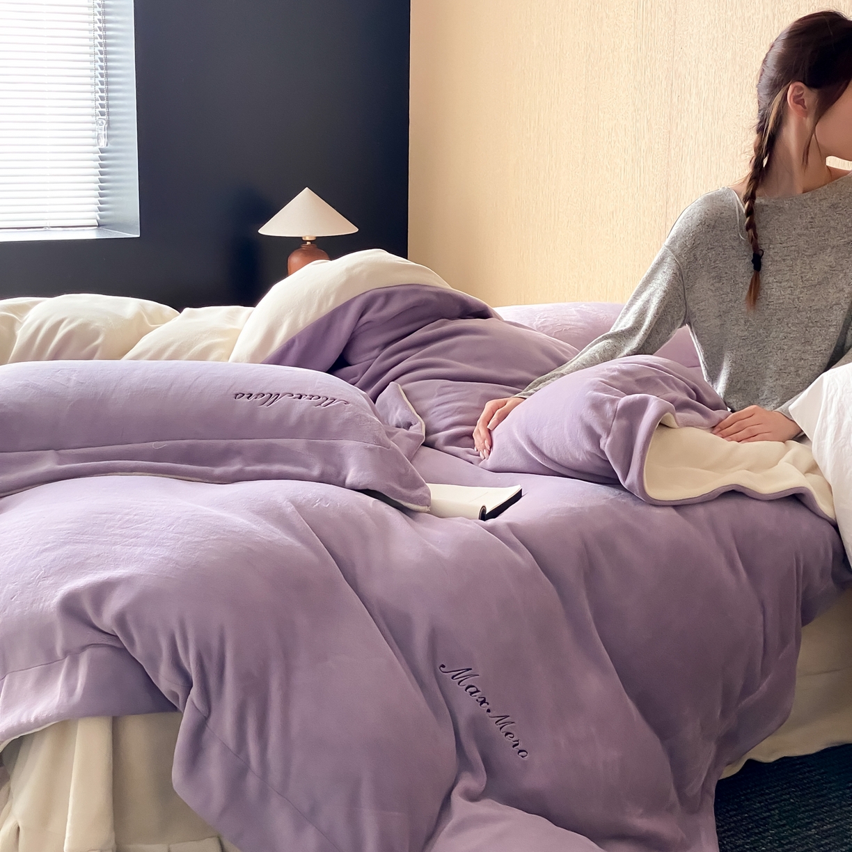 91家纺网 家纺一手货源 找家纺 馨蕊家居 2025秋冬新款轻奢煦暖绒系列-绒云舒（券后控价238/258) 云舒-满天星紫