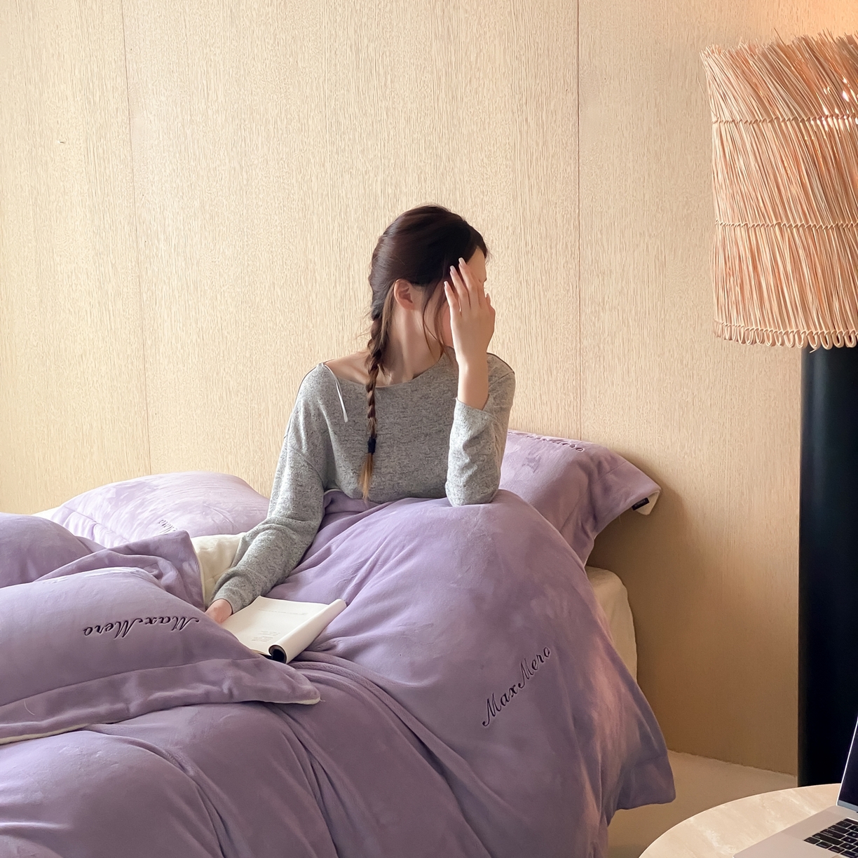 91家纺网 家纺一手货源 找家纺 馨蕊家居 2025秋冬新款轻奢煦暖绒系列-绒云舒（券后控价238/258) 云舒-满天星紫