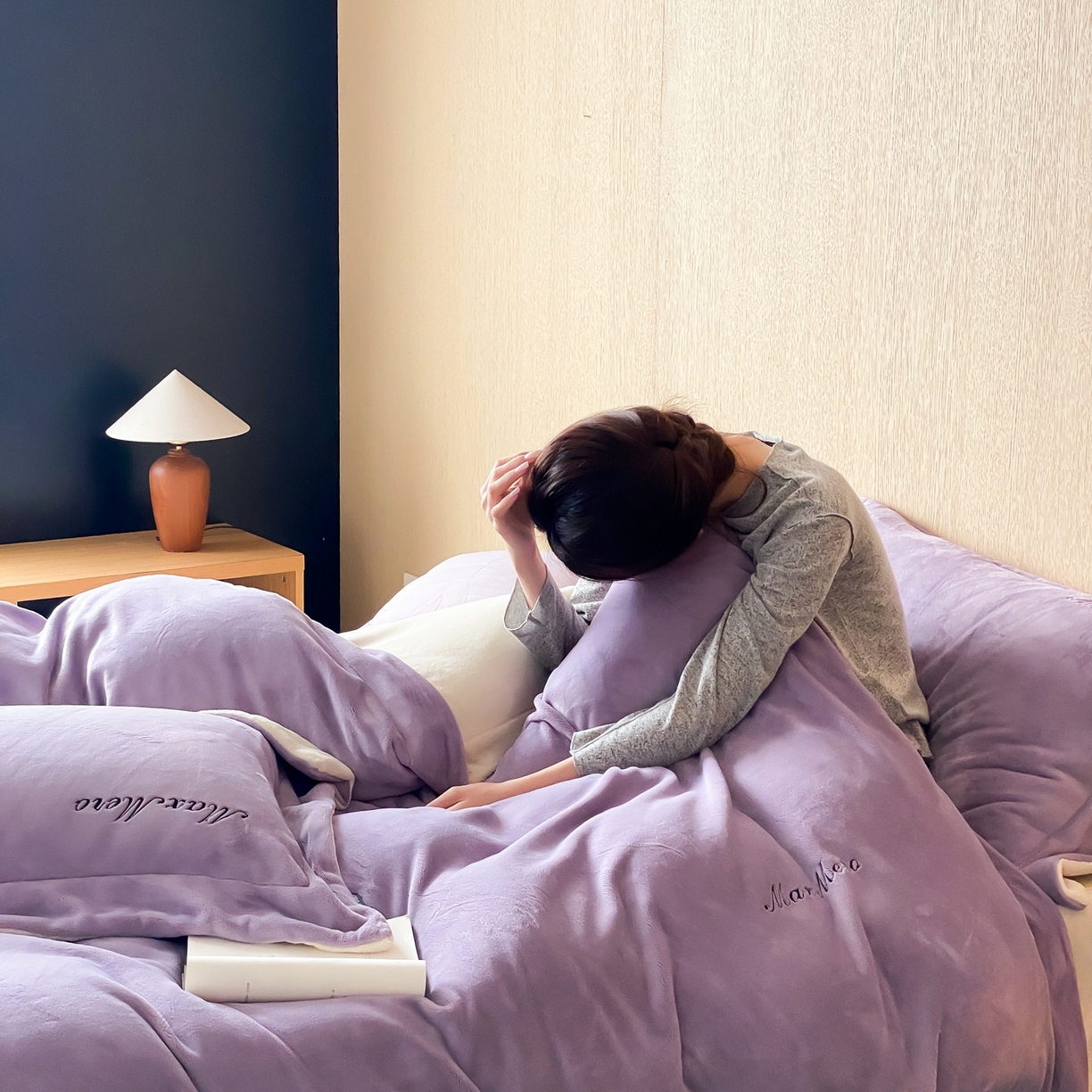 91家纺网 家纺一手货源 找家纺 馨蕊家居 2025秋冬新款轻奢煦暖绒系列-绒云舒（券后控价238/258) 云舒-满天星紫