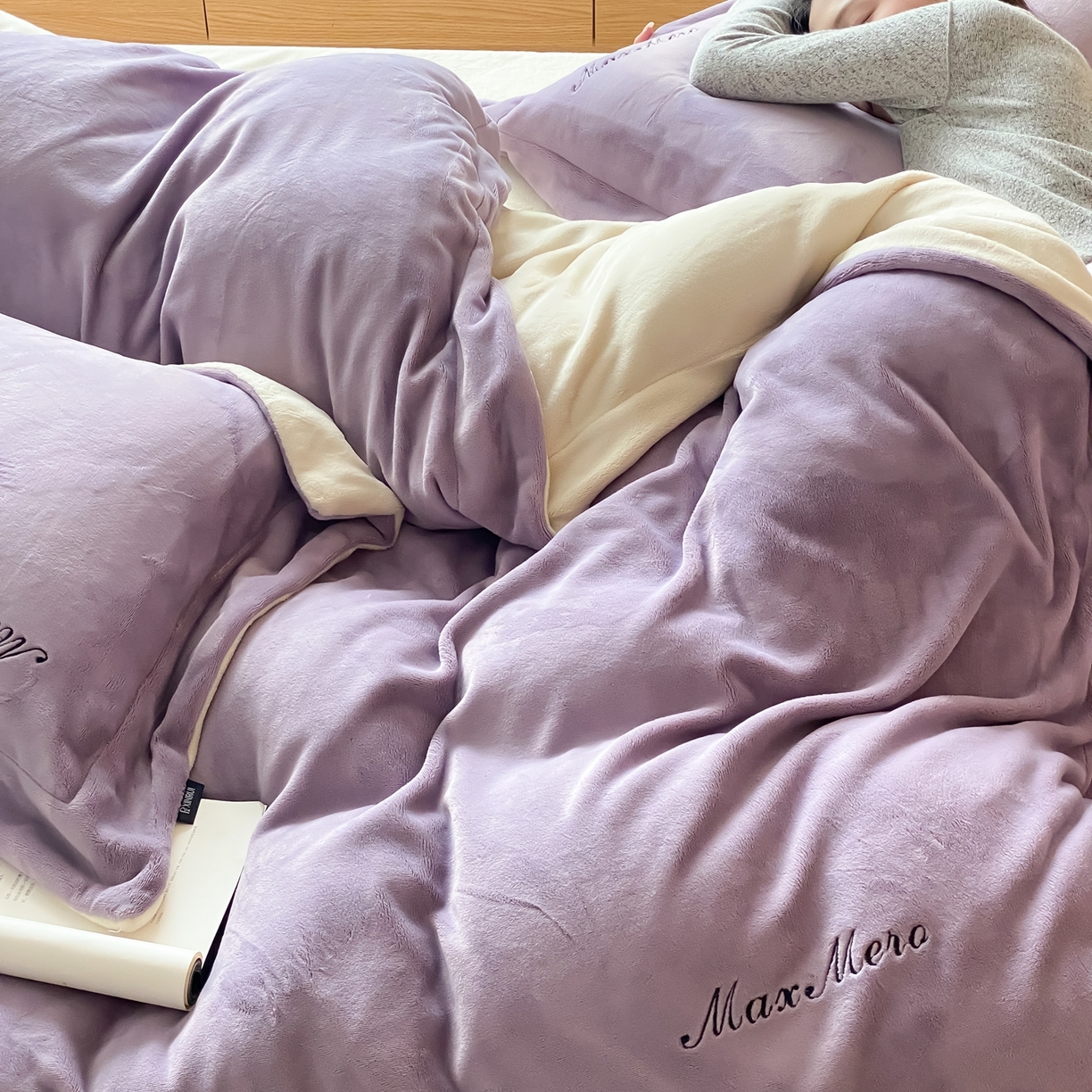 91家纺网 家纺一手货源 找家纺 馨蕊家居 2025秋冬新款轻奢煦暖绒系列-绒云舒（券后控价238/258) 云舒-满天星紫