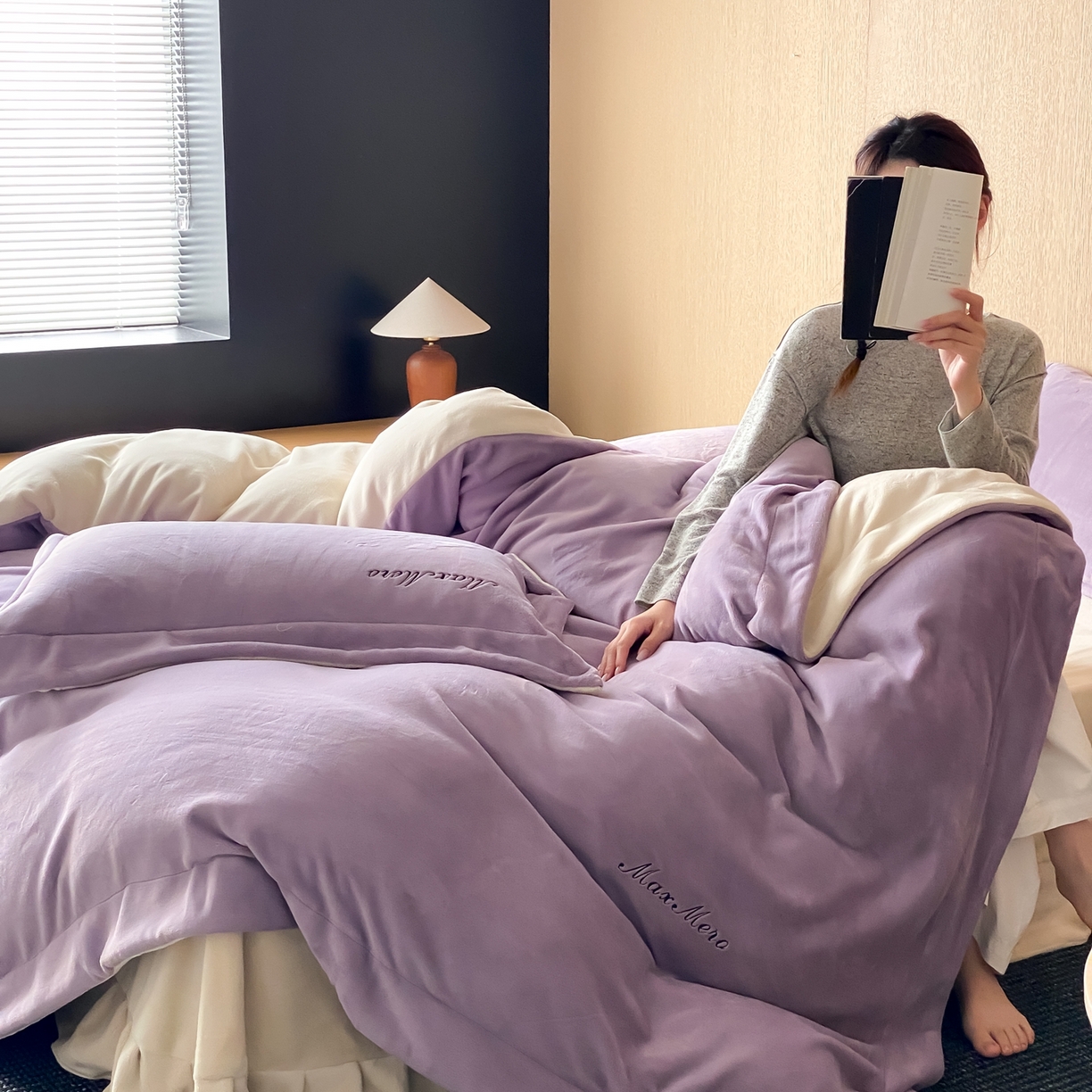 91家纺网 家纺一手货源 找家纺 馨蕊家居 2025秋冬新款轻奢煦暖绒系列-绒云舒（券后控价238/258) 云舒-满天星紫