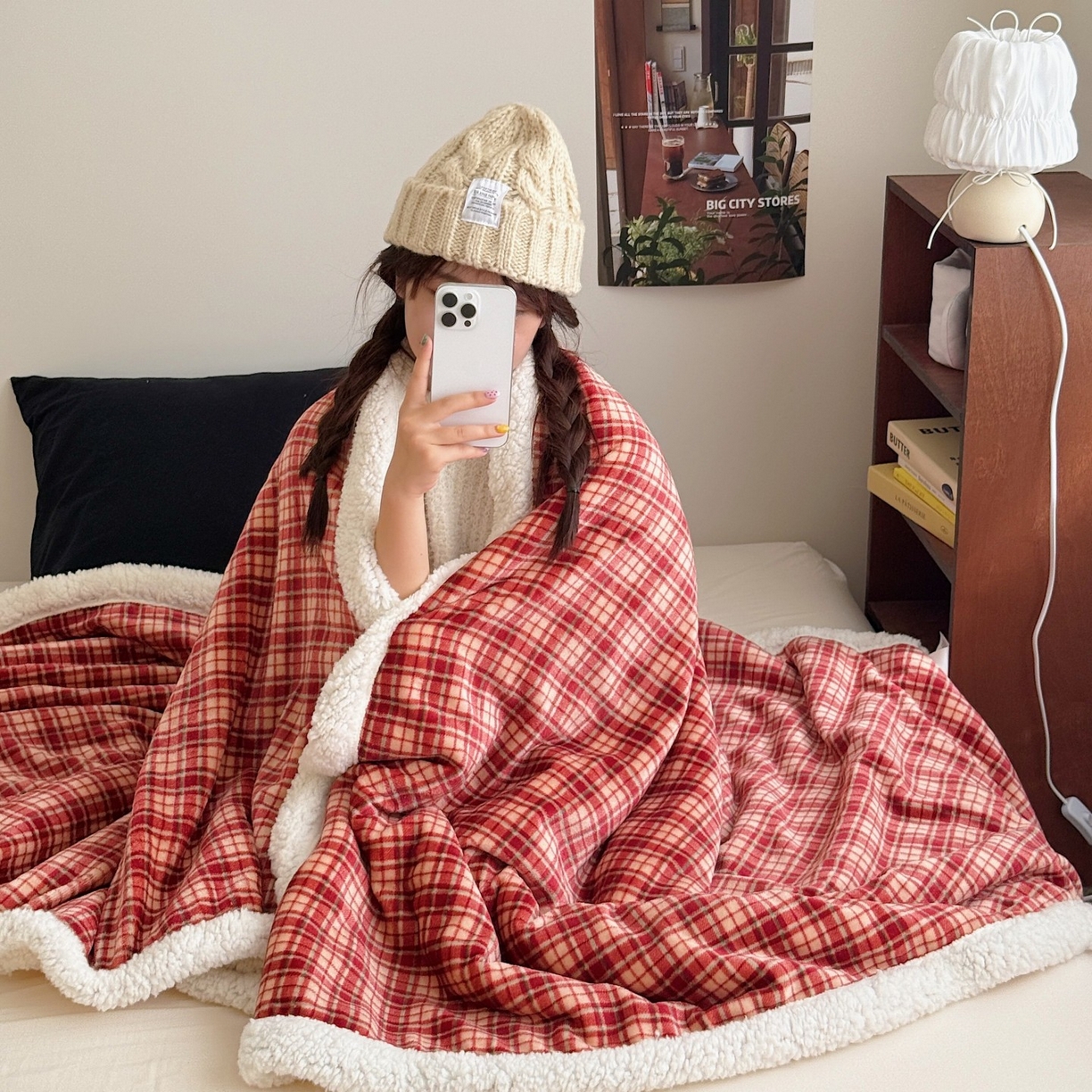 91家纺网 家纺一手货源 找家纺 （总）顾里家纺 2025新款复古格系羊羔绒毯毯子（70*100cm会员11元 100*150cm会员19元 150*200cm会员34元 200*230cm会员43元）