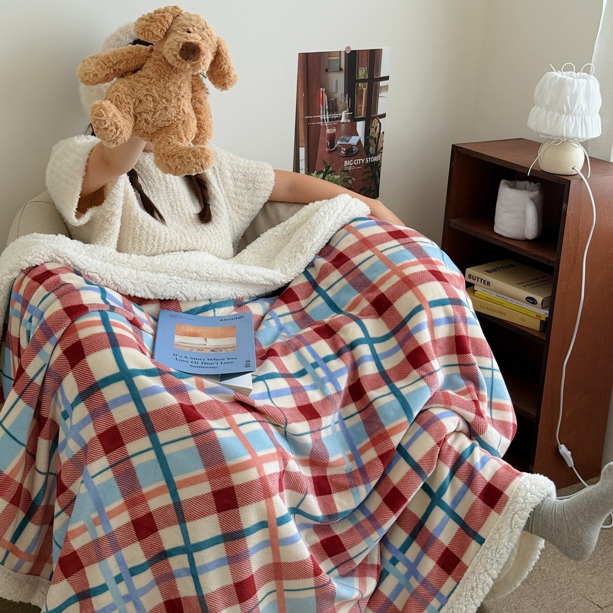 91家纺网 家纺一手货源 找家纺 顾里家纺 2025新款复古格系羊羔绒毯毯子（70*100cm会员11元 100*150cm会员19元 150*200cm会员34元 200*230cm会员43元） 川久甜心