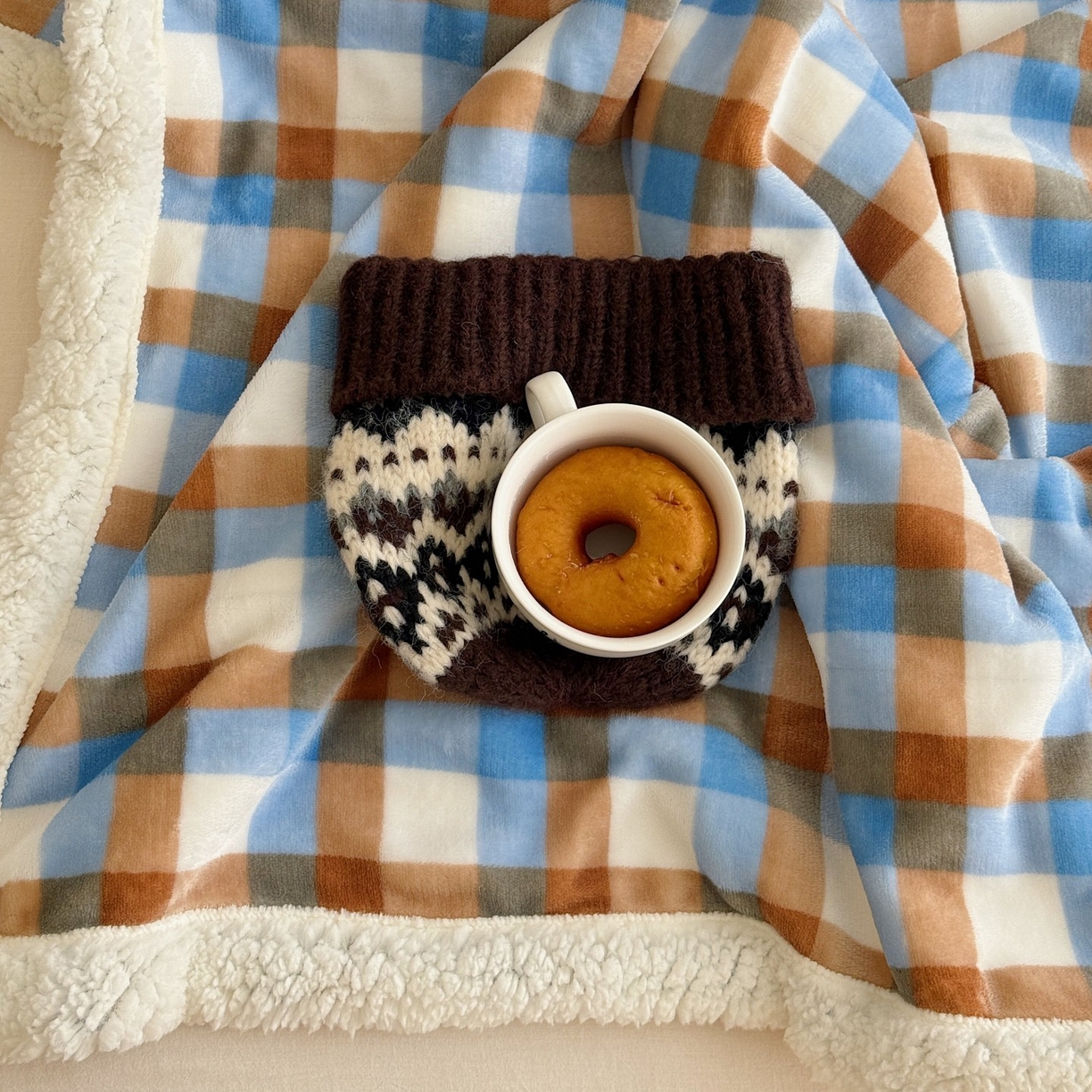 91家纺网 家纺一手货源 找家纺 顾里家纺 2025新款复古格系羊羔绒毯毯子（70*100cm会员11元 100*150cm会员19元 150*200cm会员34元 200*230cm会员43元） 焦糖海盐