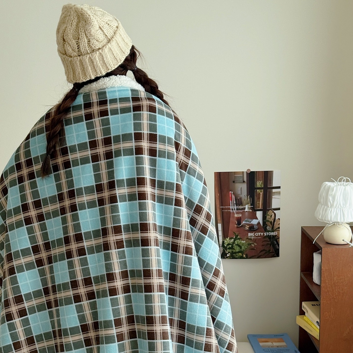 91家纺网 家纺一手货源 找家纺 顾里家纺 2025新款复古格系羊羔绒毯毯子（70*100cm会员11元 100*150cm会员19元 150*200cm会员34元 200*230cm会员43元） 薄荷甜巧