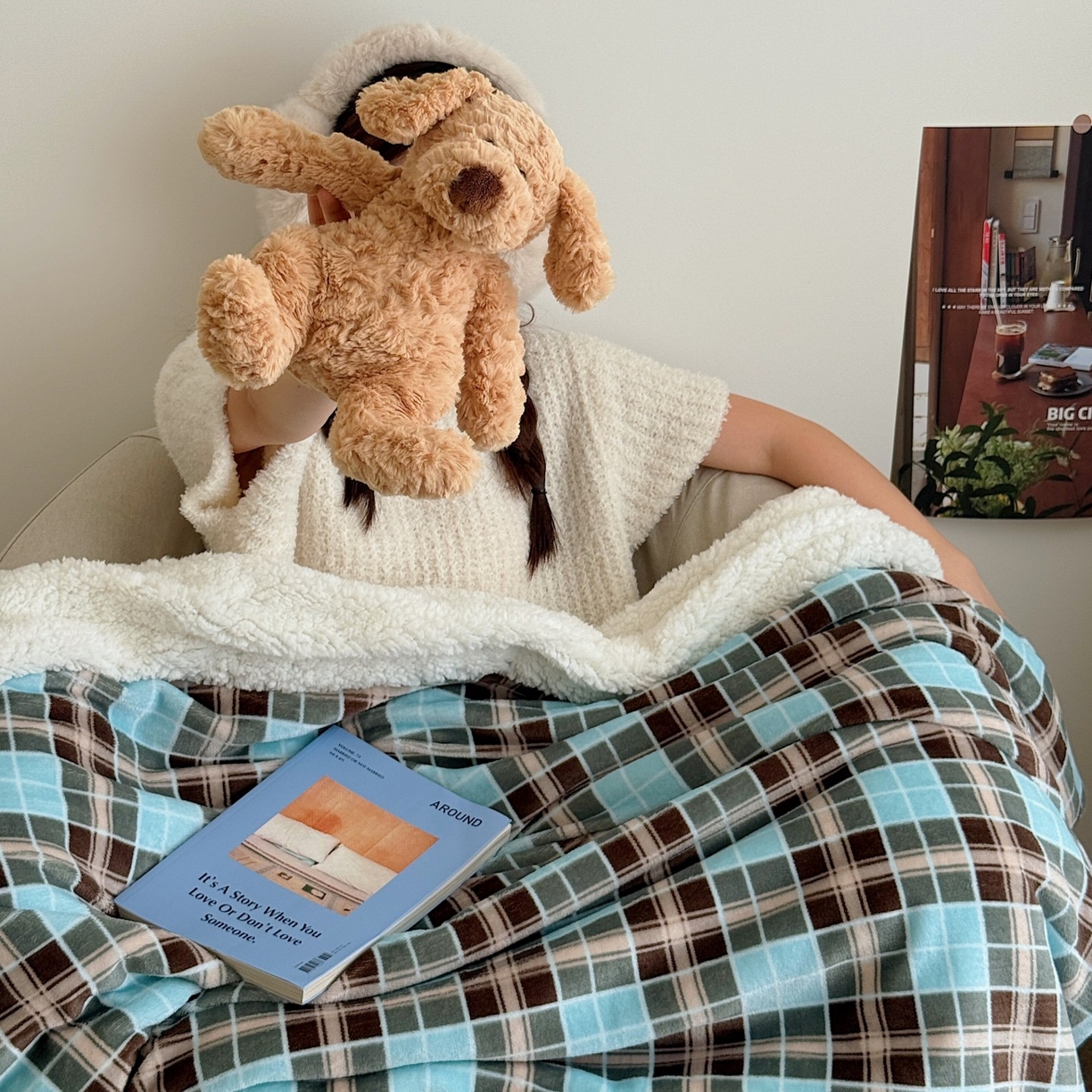 91家纺网 家纺一手货源 找家纺 顾里家纺 2025新款复古格系羊羔绒毯毯子（70*100cm会员11元 100*150cm会员19元 150*200cm会员34元 200*230cm会员43元） 薄荷甜巧