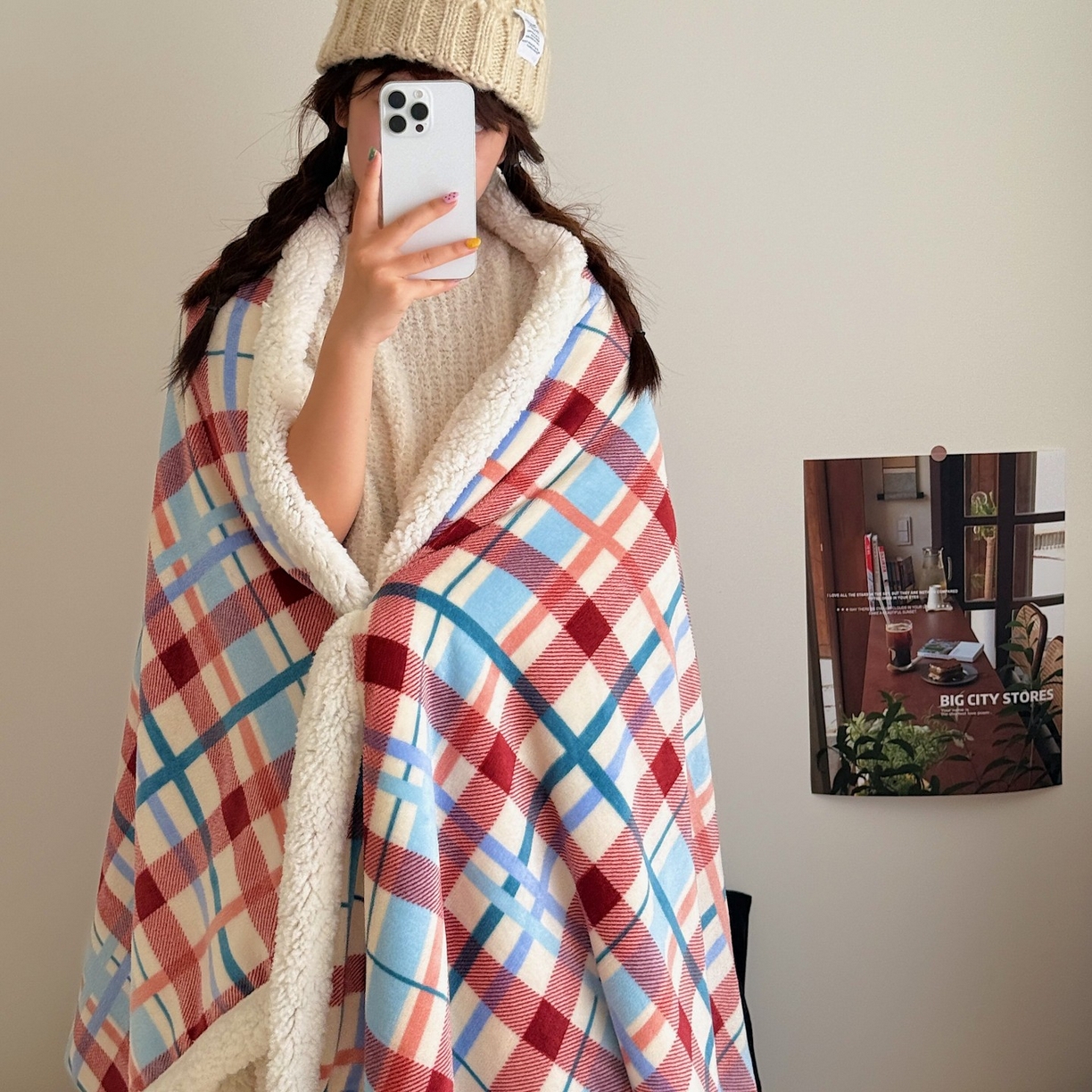 91家纺网 家纺一手货源 找家纺 顾里家纺 2025新款复古格系羊羔绒毯毯子（70*100cm会员11元 100*150cm会员19元 150*200cm会员34元 200*230cm会员43元） 川久甜心