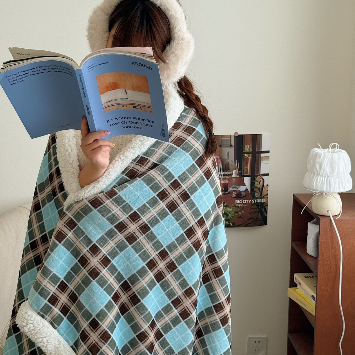 91家纺网 家纺一手货源 找家纺 顾里家纺 2025新款复古格系羊羔绒毯毯子（70*100cm会员11元 100*150cm会员19元 150*200cm会员34元 200*230cm会员43元） 薄荷甜巧