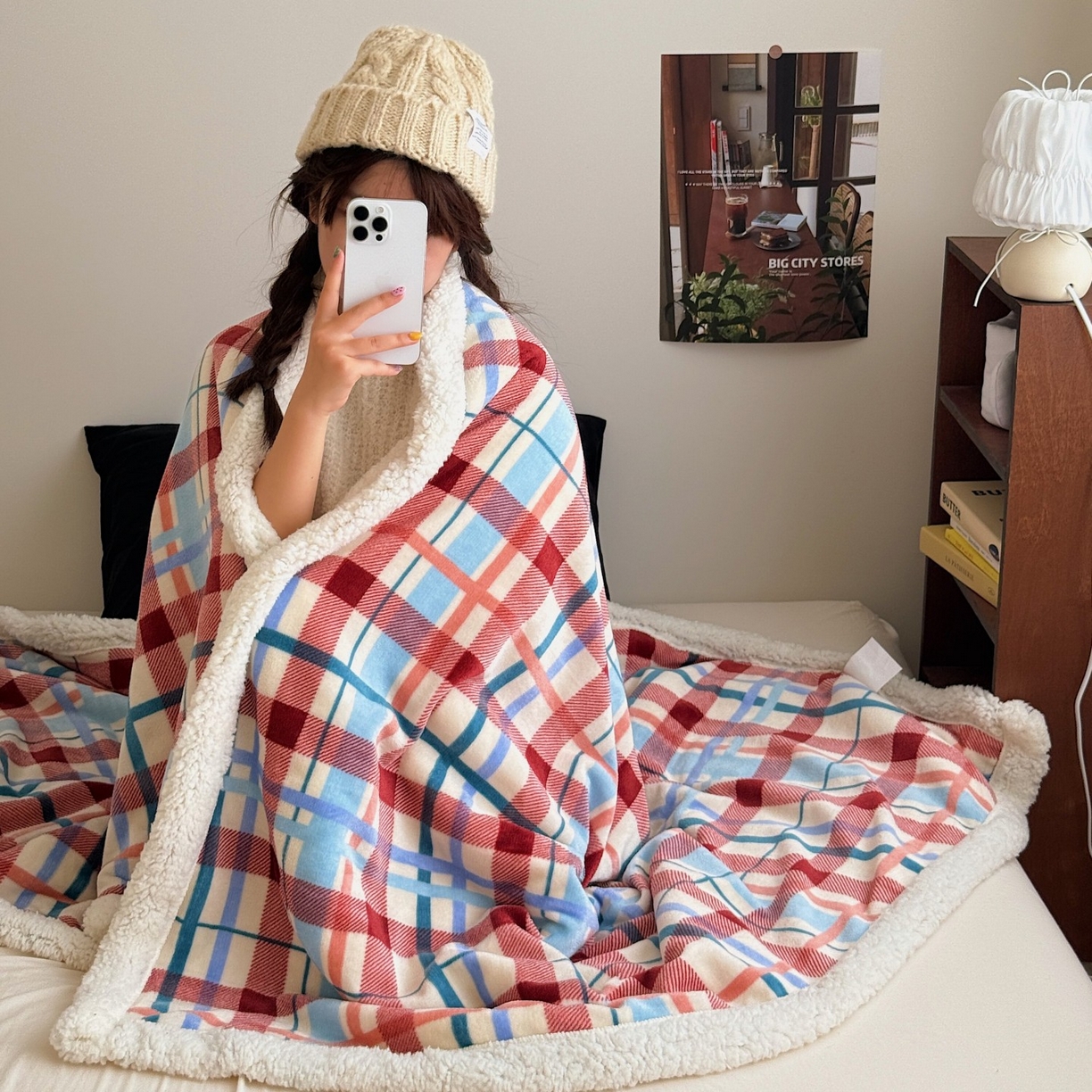 91家纺网 家纺一手货源 找家纺 顾里家纺 2025新款复古格系羊羔绒毯毯子（70*100cm会员11元 100*150cm会员19元 150*200cm会员34元 200*230cm会员43元） 川久甜心