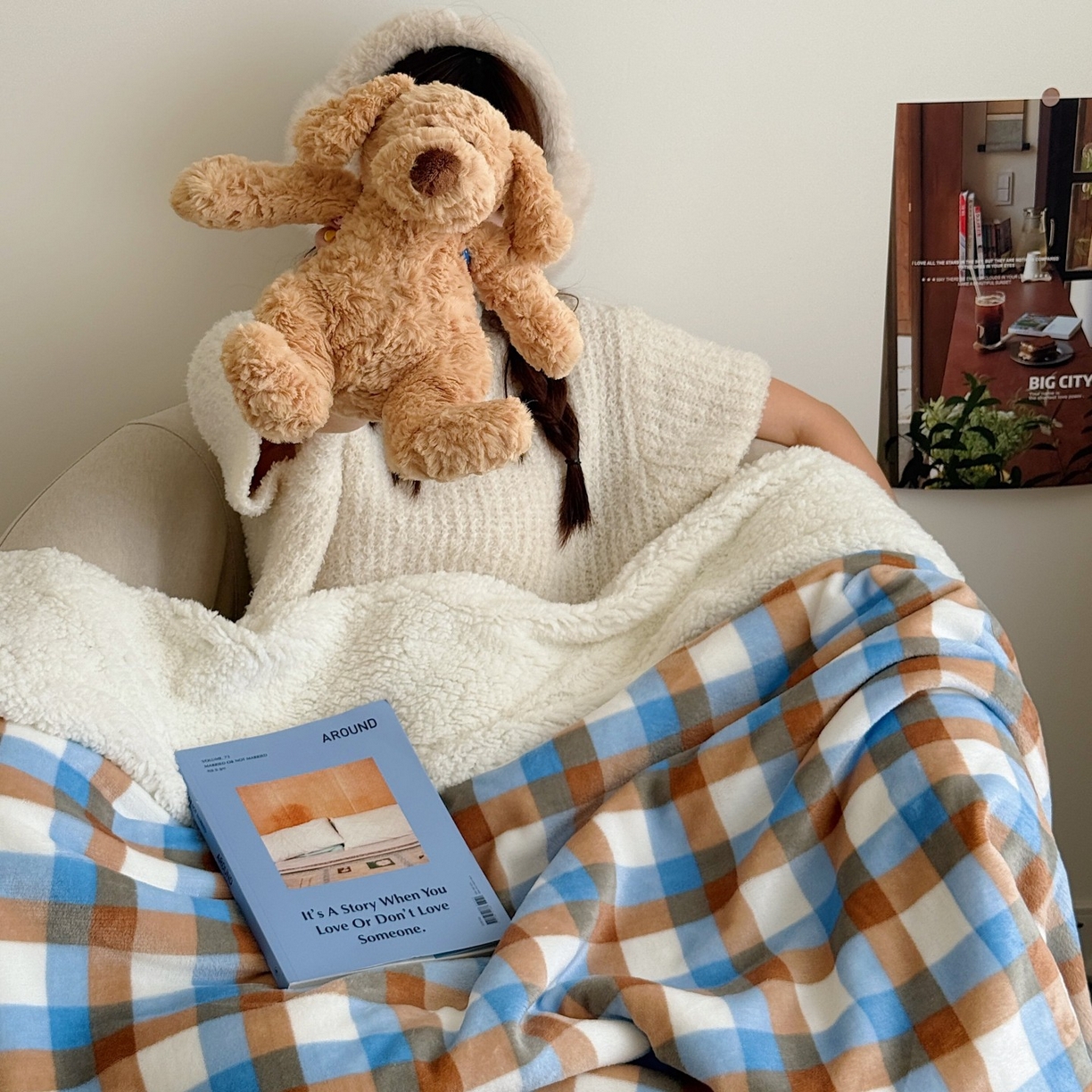 91家纺网 家纺一手货源 找家纺 顾里家纺 2025新款复古格系羊羔绒毯毯子（70*100cm会员11元 100*150cm会员19元 150*200cm会员34元 200*230cm会员43元） 焦糖海盐