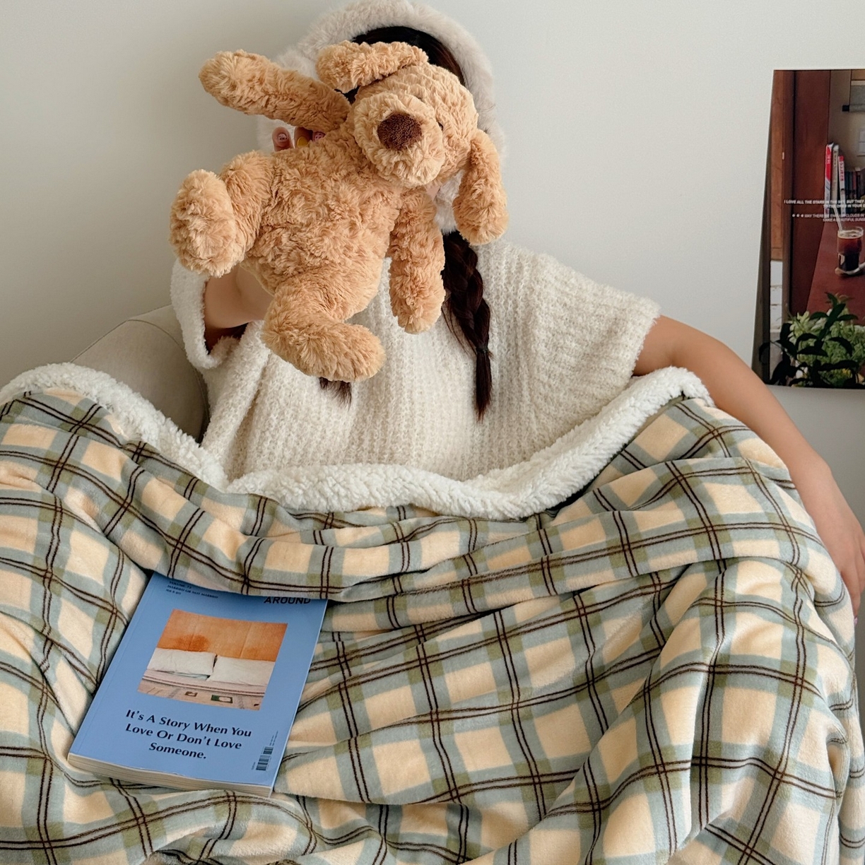 91家纺网 家纺一手货源 找家纺 顾里家纺 2025新款复古格系羊羔绒毯毯子（70*100cm会员11元 100*150cm会员19元 150*200cm会员34元 200*230cm会员43元） 松露奶昔