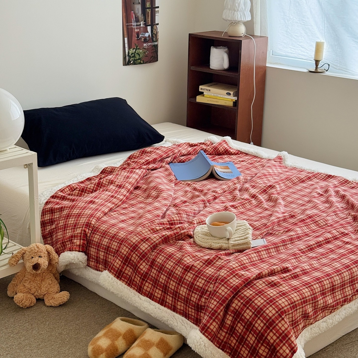 91家纺网 家纺一手货源 找家纺 顾里家纺 2025新款复古格系羊羔绒毯毯子（70*100cm会员11元 100*150cm会员19元 150*200cm会员34元 200*230cm会员43元） 爱岛甜心