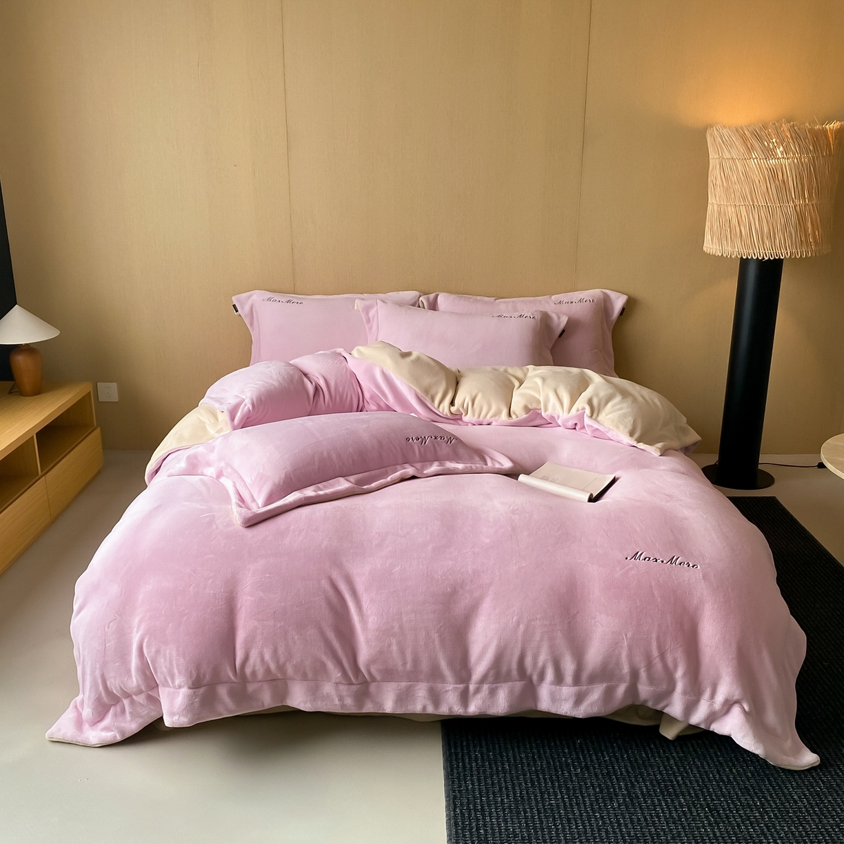 91家纺网 家纺一手货源 找家纺 馨蕊家居 2025秋冬新款轻奢煦暖绒系列-绒云舒（券后控价238/258) 云舒-桃夭粉