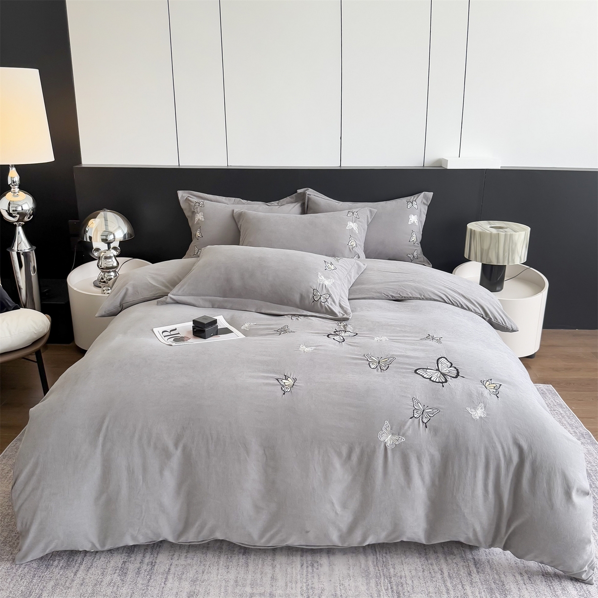 91家纺网 家纺一手货源 找家纺 （总）恋绒家纺 2025新款锦棉加厚磨毛亲肤棉纯色刺绣四件套