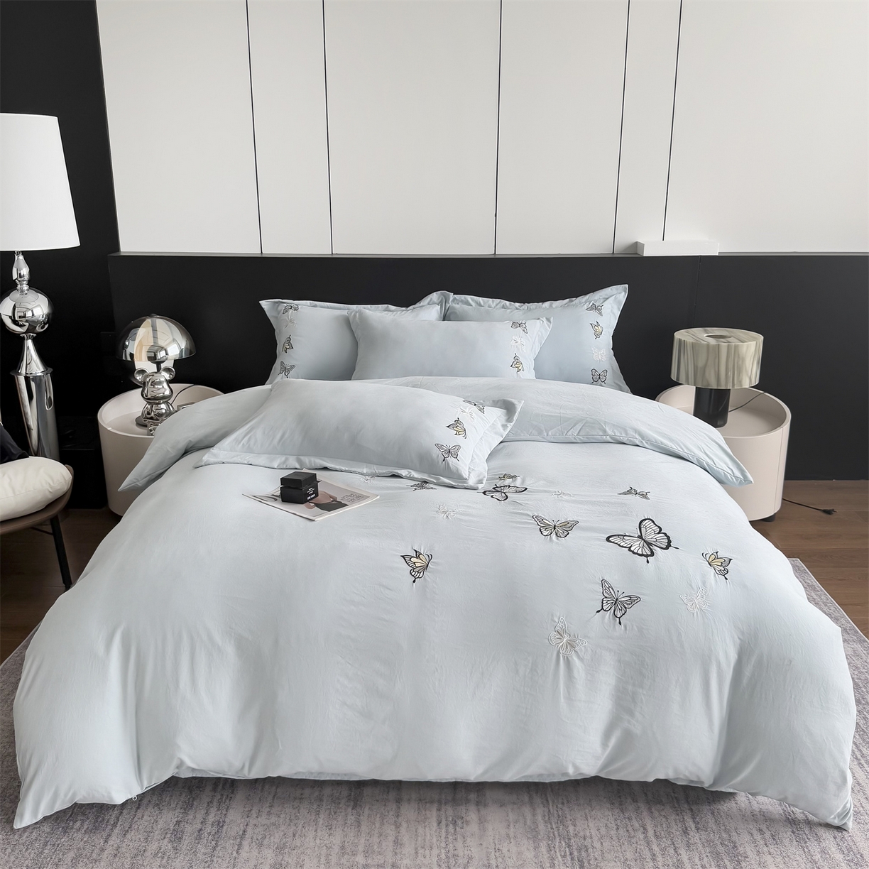 91家纺网 家纺一手货源 找家纺 （总）恋绒家纺 2025新款锦棉加厚磨毛亲肤棉纯色刺绣四件套