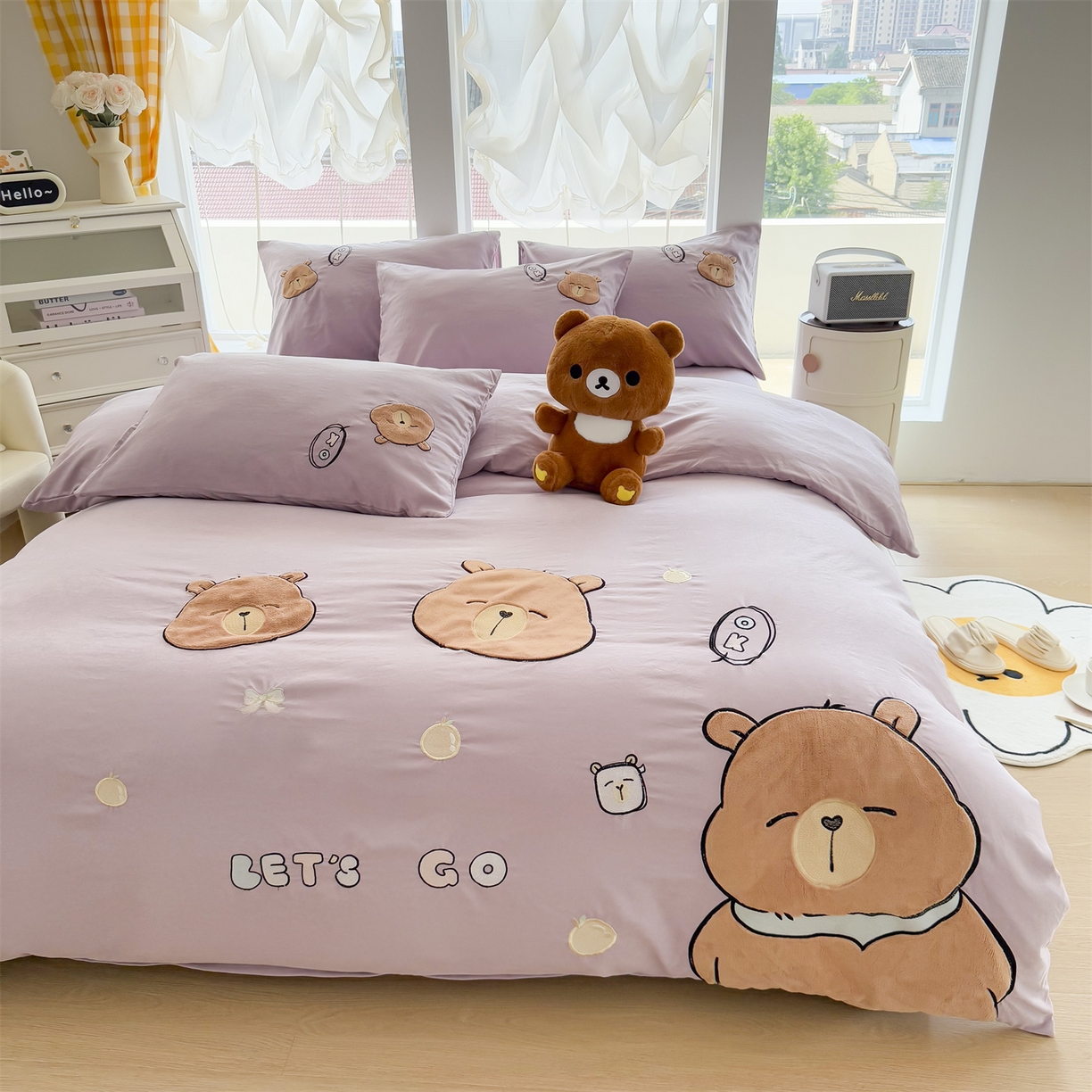 91家纺网 家纺一手货源 找家纺 （总）恋绒家纺 2025新款锦棉加厚磨毛三件套亲肤棉卡通纯色刺绣四件套