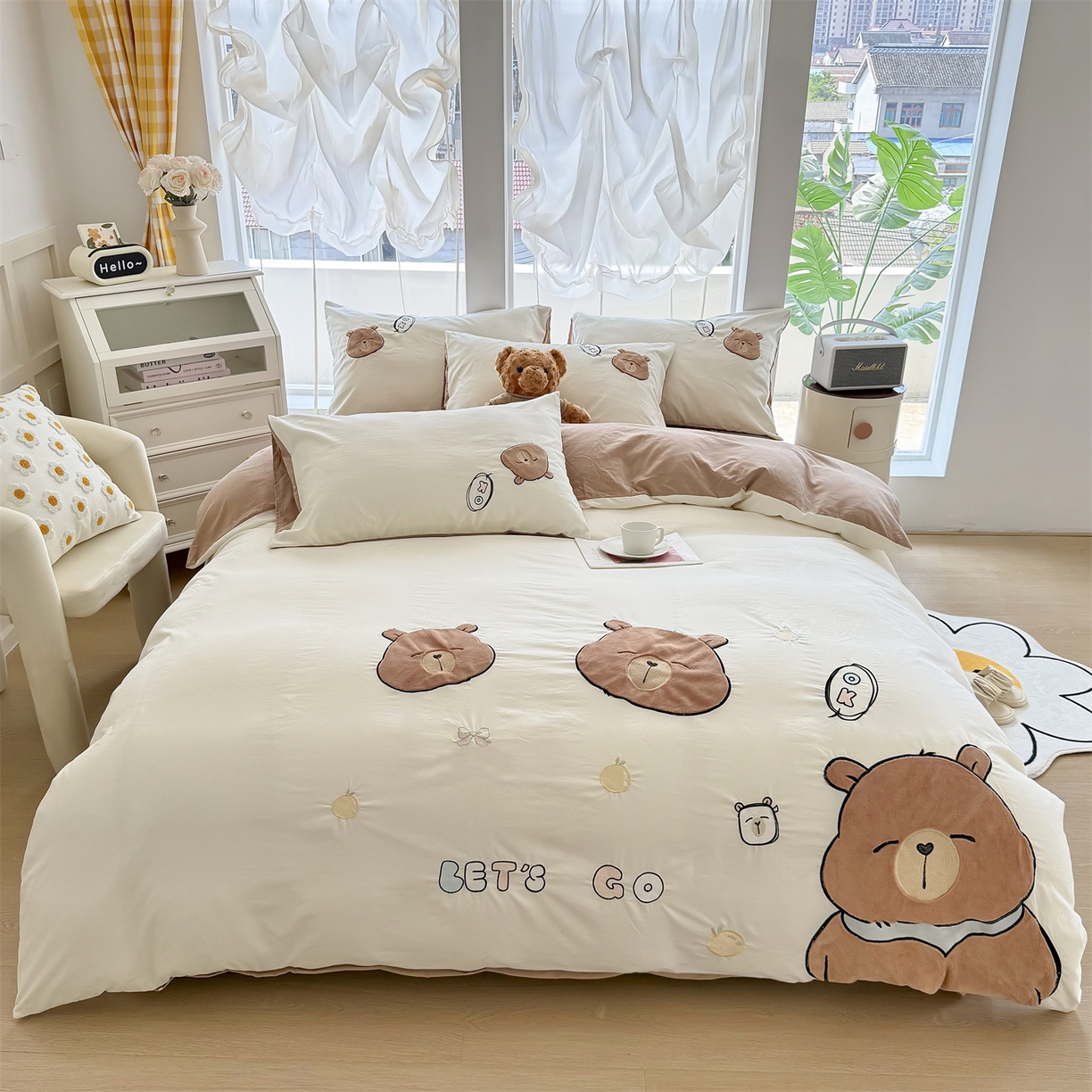 91家纺网 家纺一手货源 找家纺 （总）恋绒家纺 2025新款锦棉加厚磨毛三件套亲肤棉卡通纯色刺绣四件套