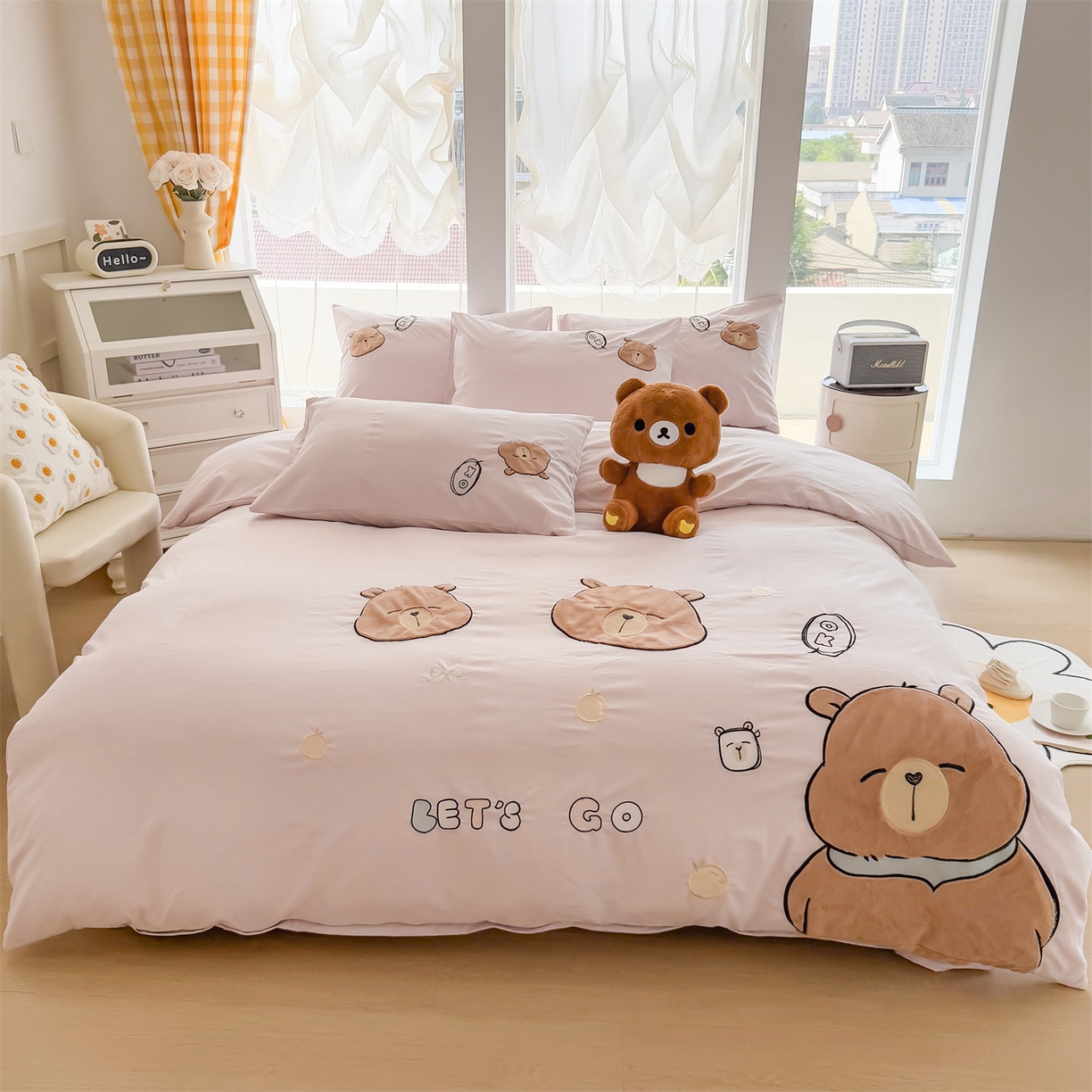 91家纺网 家纺一手货源 找家纺 （总）恋绒家纺 2025新款锦棉加厚磨毛三件套亲肤棉卡通纯色刺绣四件套