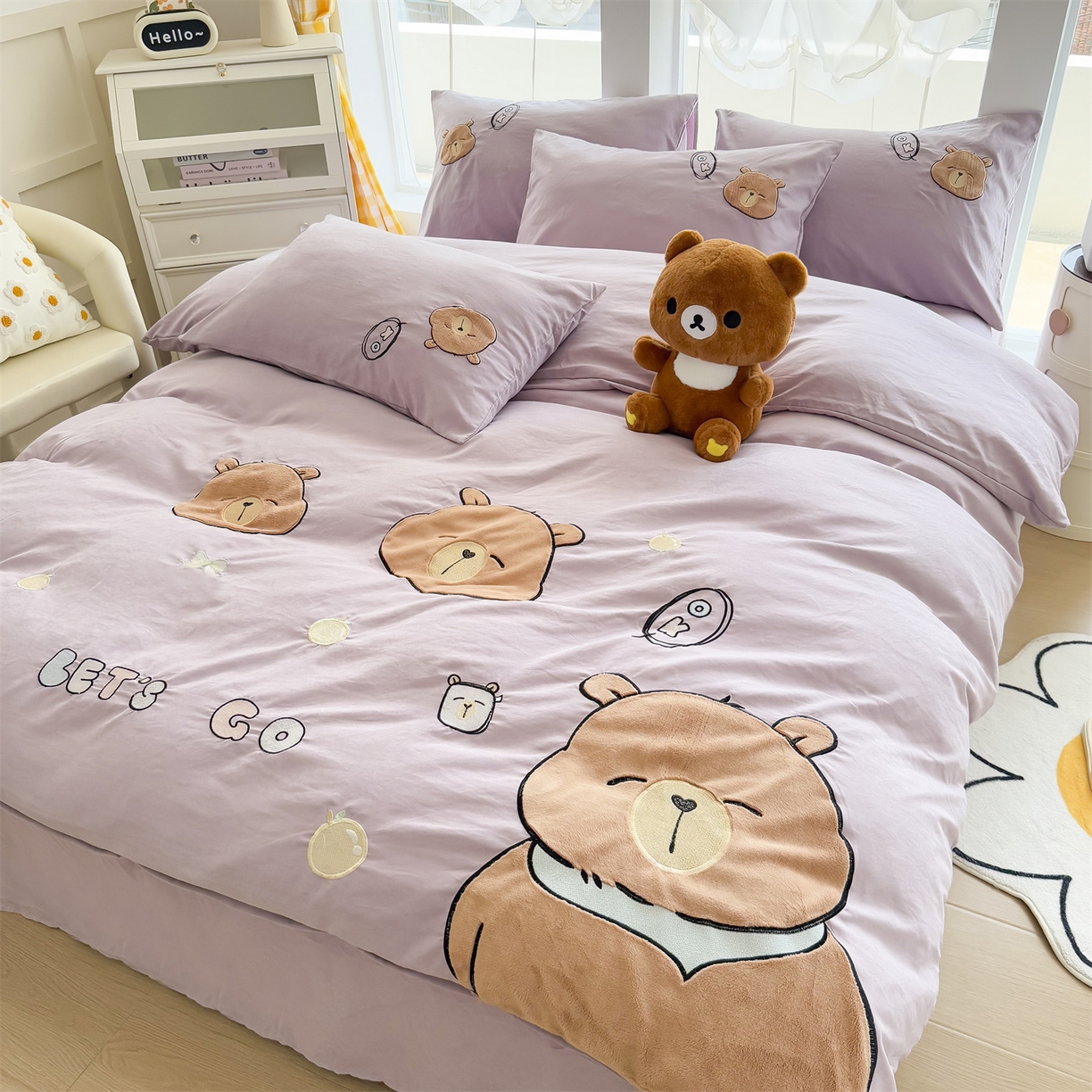 91家纺网 家纺一手货源 找家纺 （总）恋绒家纺 2025新款锦棉加厚磨毛三件套亲肤棉卡通纯色刺绣四件套