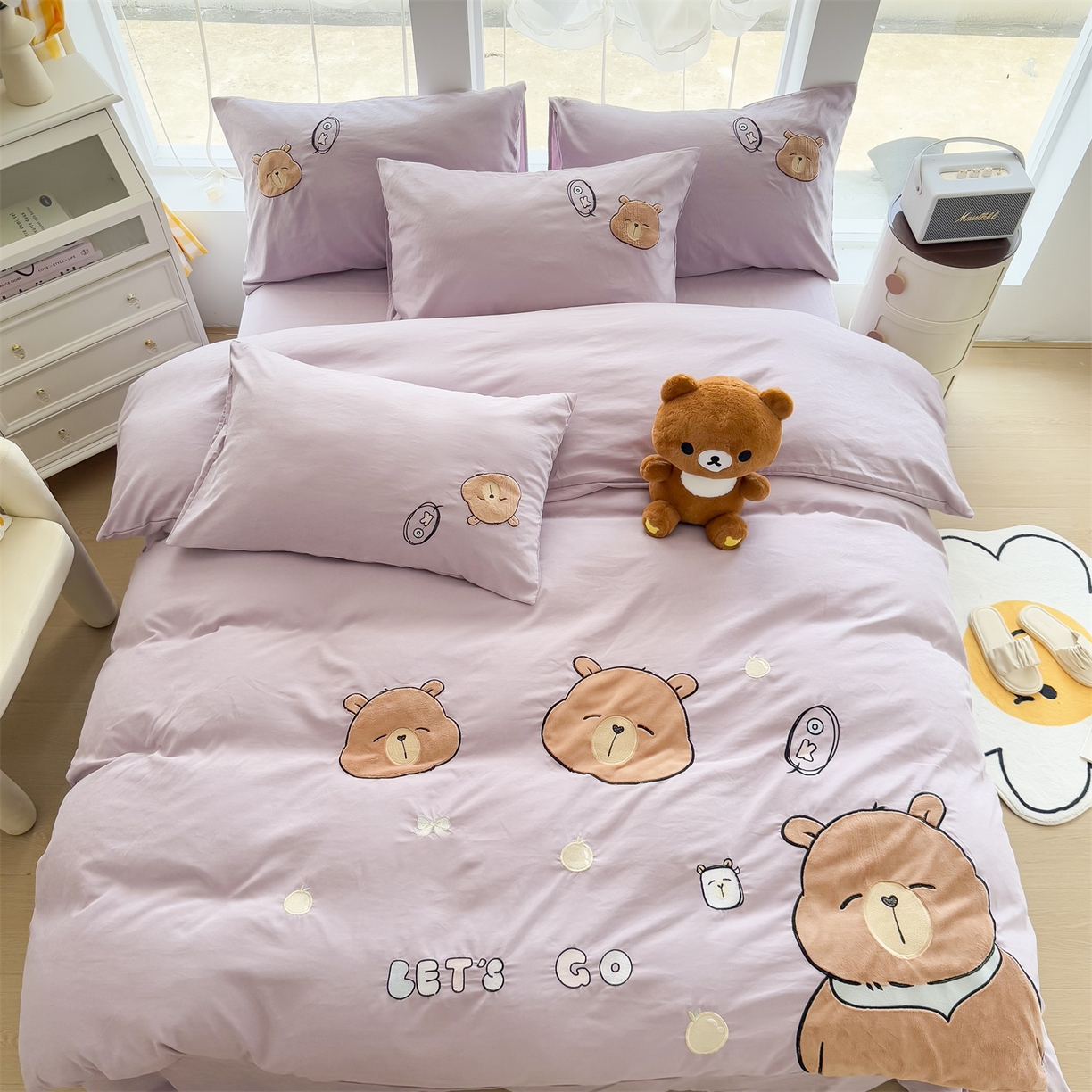 91家纺网 家纺一手货源 找家纺 （总）恋绒家纺 2025新款锦棉加厚磨毛三件套亲肤棉卡通纯色刺绣四件套