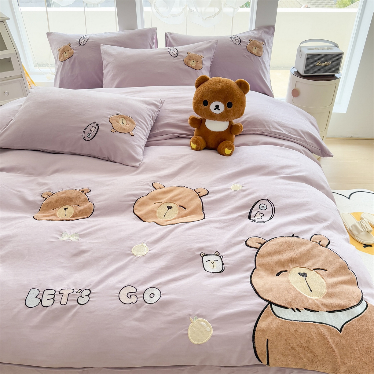 91家纺网 家纺一手货源 找家纺 （总）恋绒家纺 2025新款锦棉加厚磨毛三件套亲肤棉卡通纯色刺绣四件套