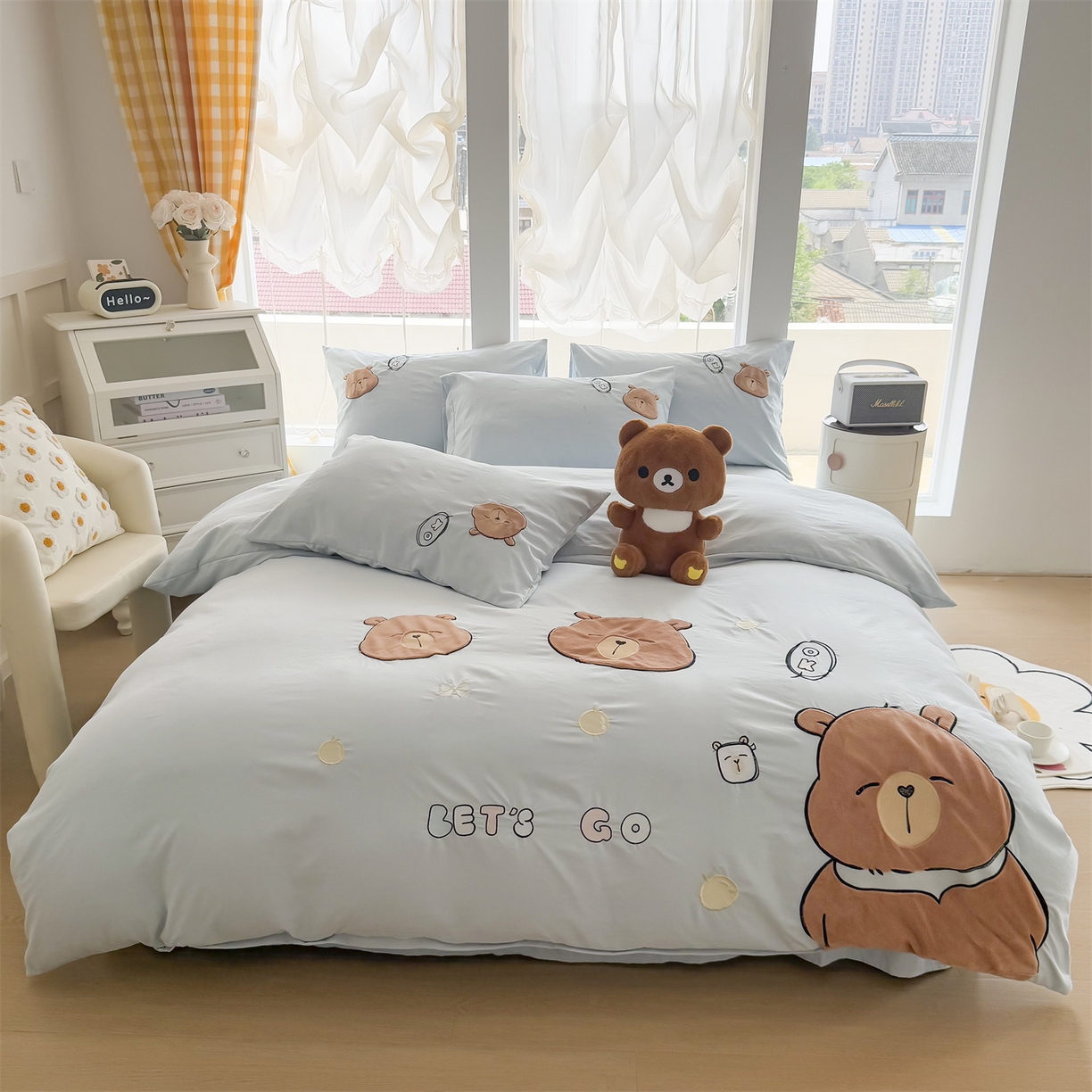 91家纺网 家纺一手货源 找家纺 （总）恋绒家纺 2025新款锦棉加厚磨毛三件套亲肤棉卡通纯色刺绣四件套