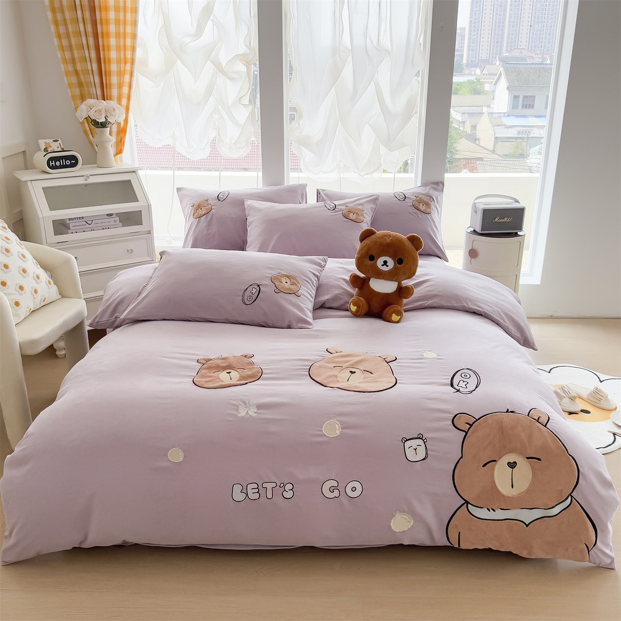 91家纺网 家纺一手货源 找家纺 （总）恋绒家纺 2025新款锦棉加厚磨毛三件套亲肤棉卡通纯色刺绣四件套