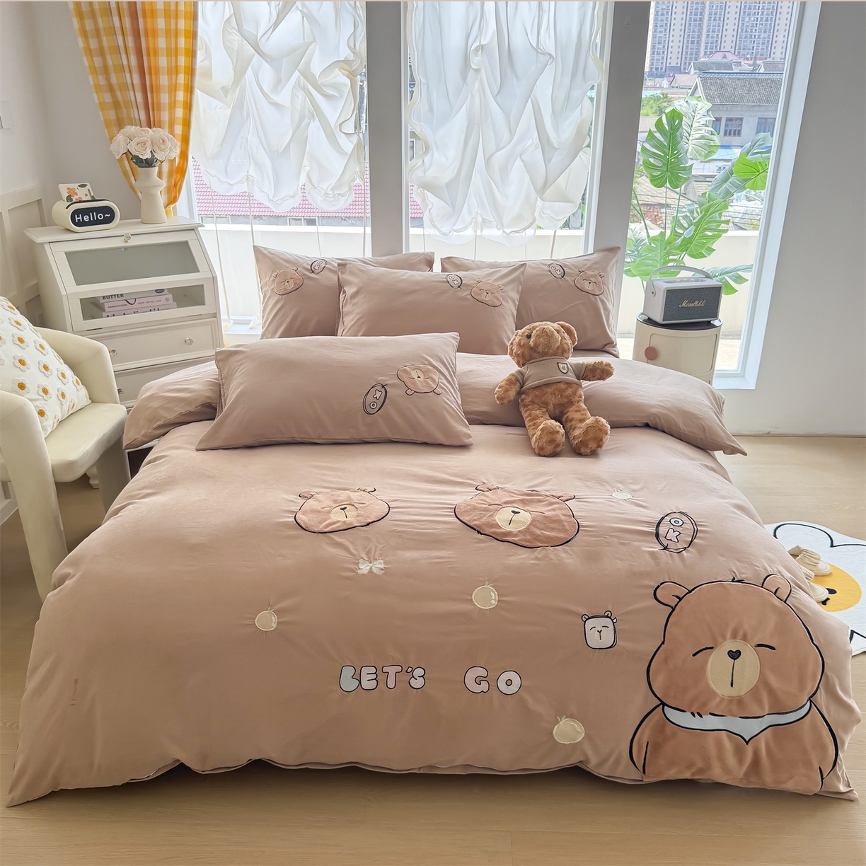 91家纺网 家纺一手货源 找家纺 （总）恋绒家纺 2025新款锦棉加厚磨毛三件套亲肤棉卡通纯色刺绣四件套