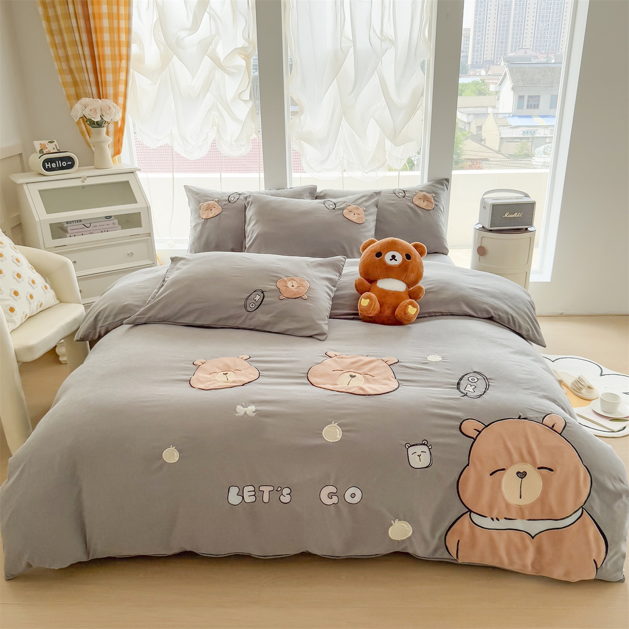 91家纺网 家纺一手货源 找家纺 （总）恋绒家纺 2025新款锦棉加厚磨毛三件套亲肤棉卡通纯色刺绣四件套