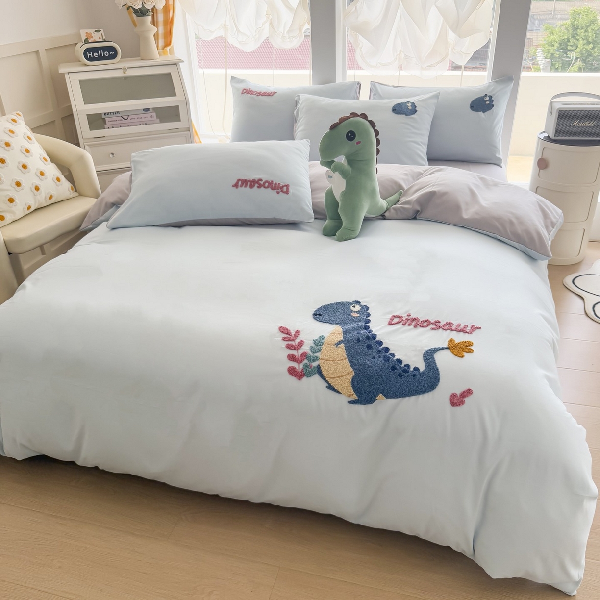 91家纺网 家纺一手货源 找家纺 （总）恋绒家纺 2025新款水洗棉毛巾绣卡通绣花学生三件套四件套