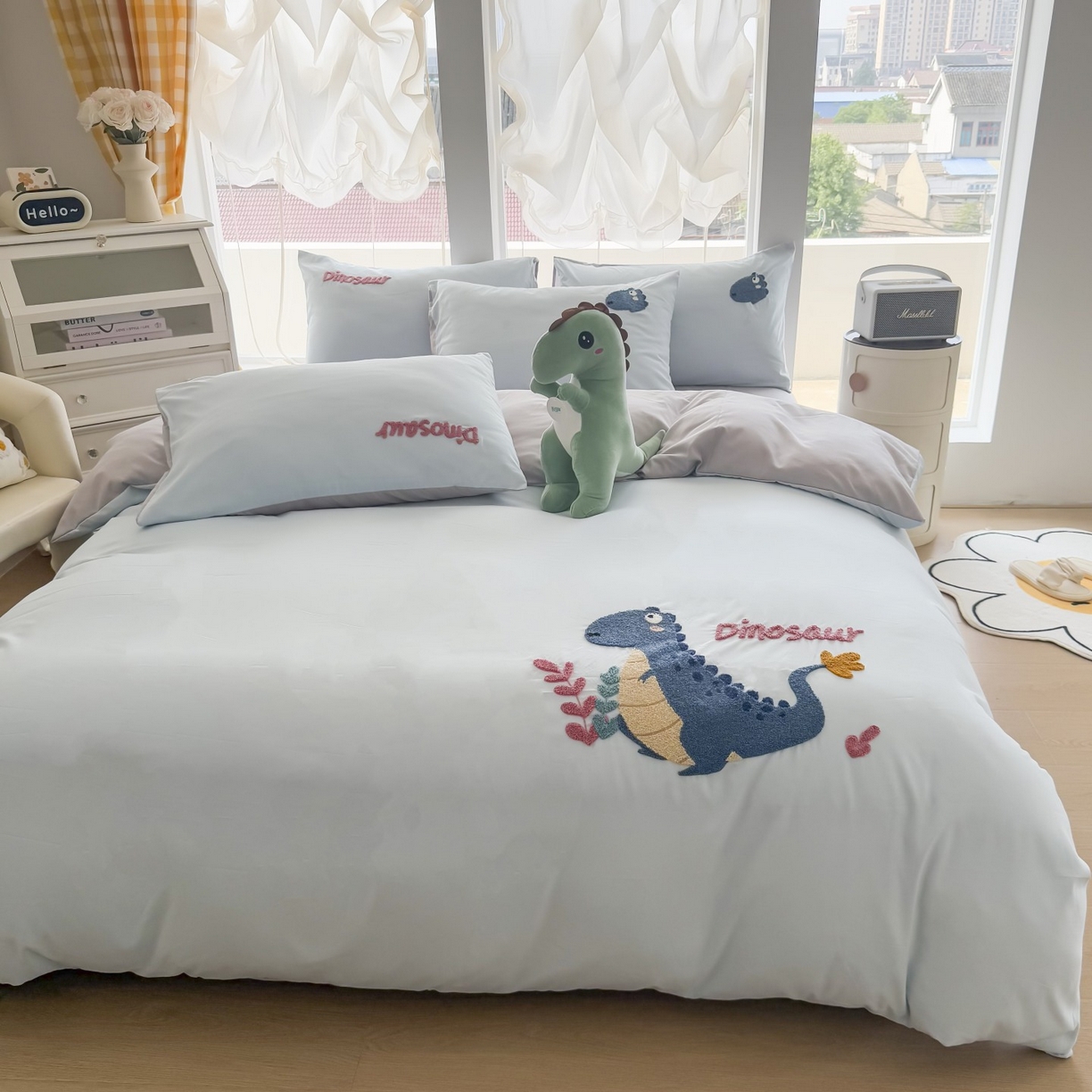 91家纺网 家纺一手货源 找家纺 （总）恋绒家纺 2025新款水洗棉毛巾绣卡通绣花学生三件套四件套