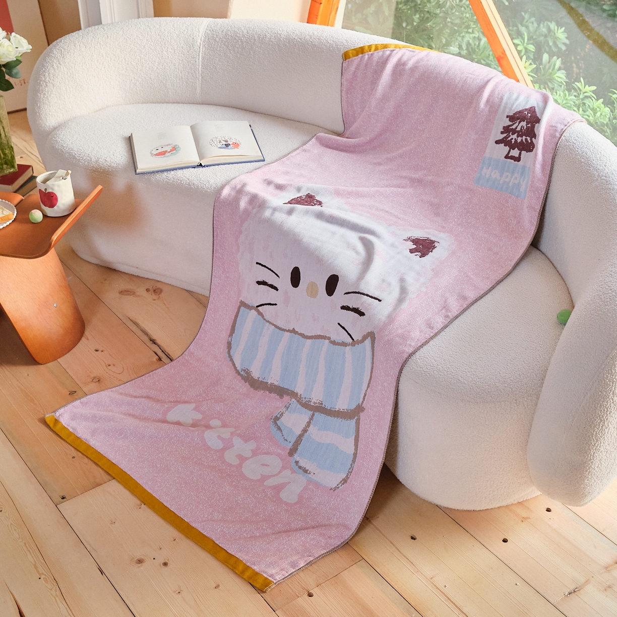 91家纺网 家纺一手货源 找家纺 （总）沐瑟家纺 2025新款卡通A类全棉四层纱布浴巾加大毛巾-第一组