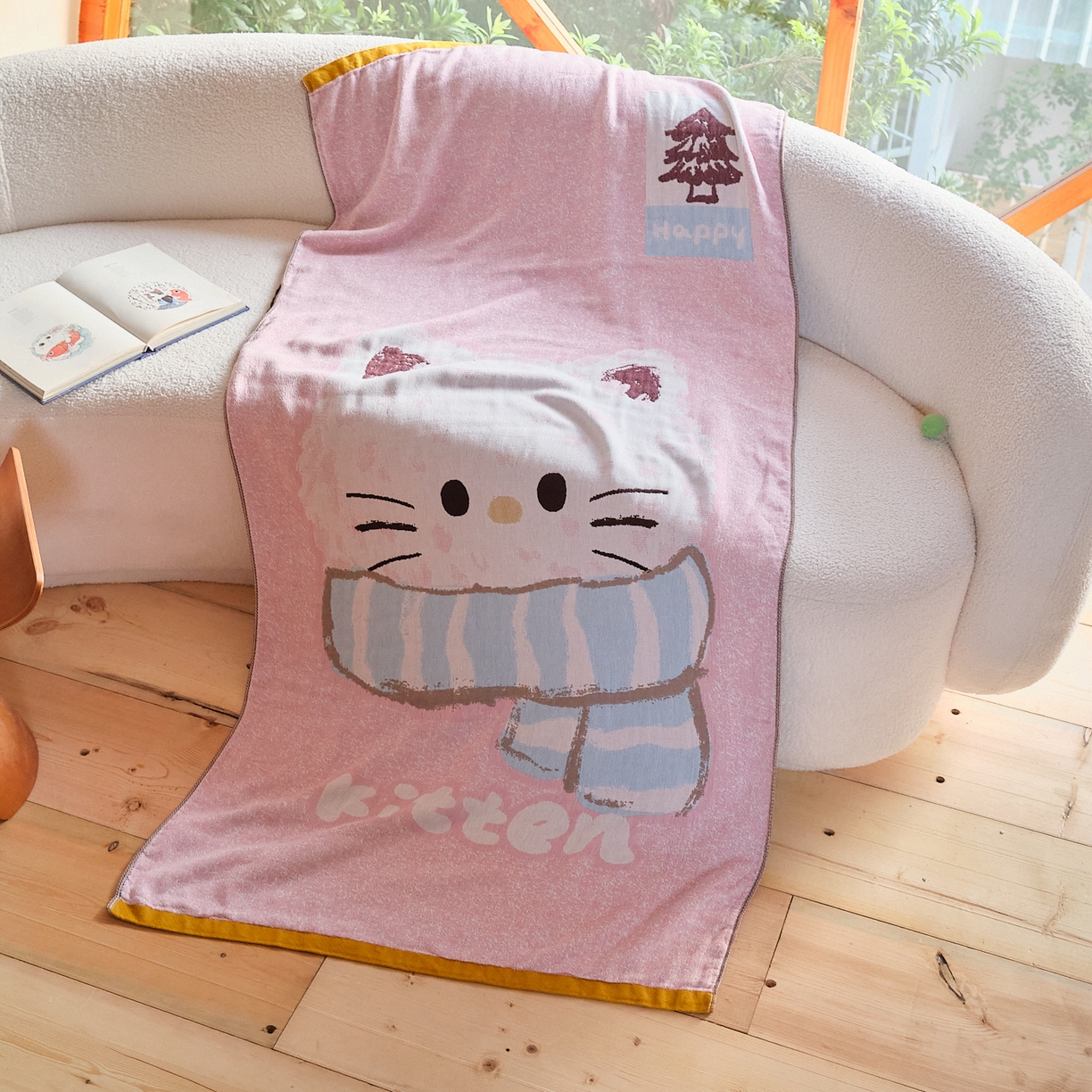 91家纺网 家纺一手货源 找家纺 （总）沐瑟家纺 2025新款卡通A类全棉四层纱布浴巾加大毛巾-第一组