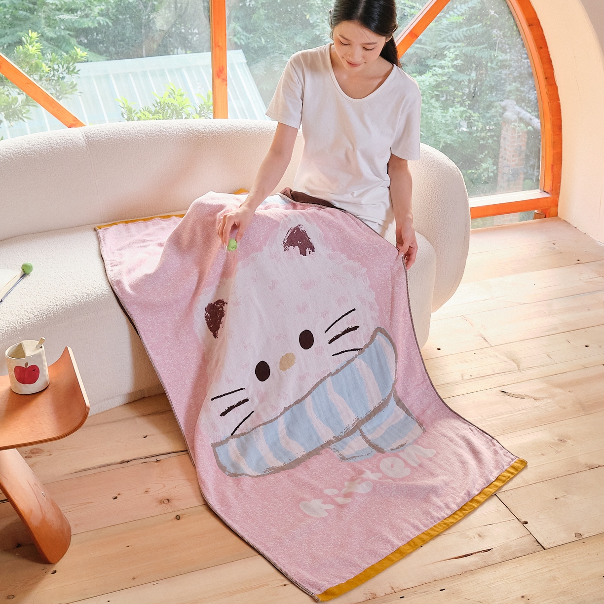 91家纺网 家纺一手货源 找家纺 （总）沐瑟家纺 2025新款卡通A类全棉四层纱布浴巾加大毛巾-第一组