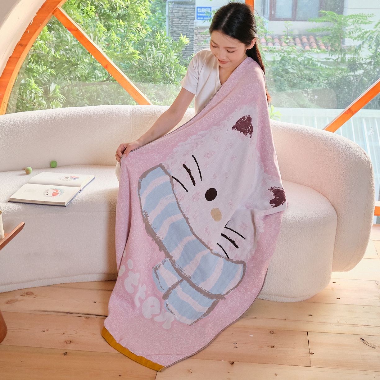 91家纺网 家纺一手货源 找家纺 （总）沐瑟家纺 2025新款卡通A类全棉四层纱布浴巾加大毛巾-第一组