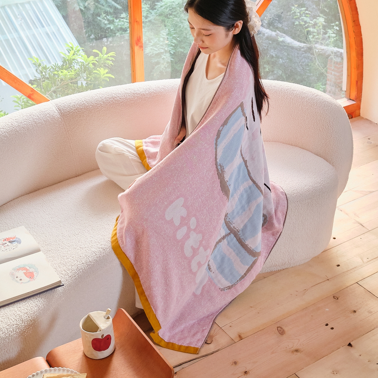 91家纺网 家纺一手货源 找家纺 （总）沐瑟家纺 2025新款卡通A类全棉四层纱布浴巾加大毛巾-第一组