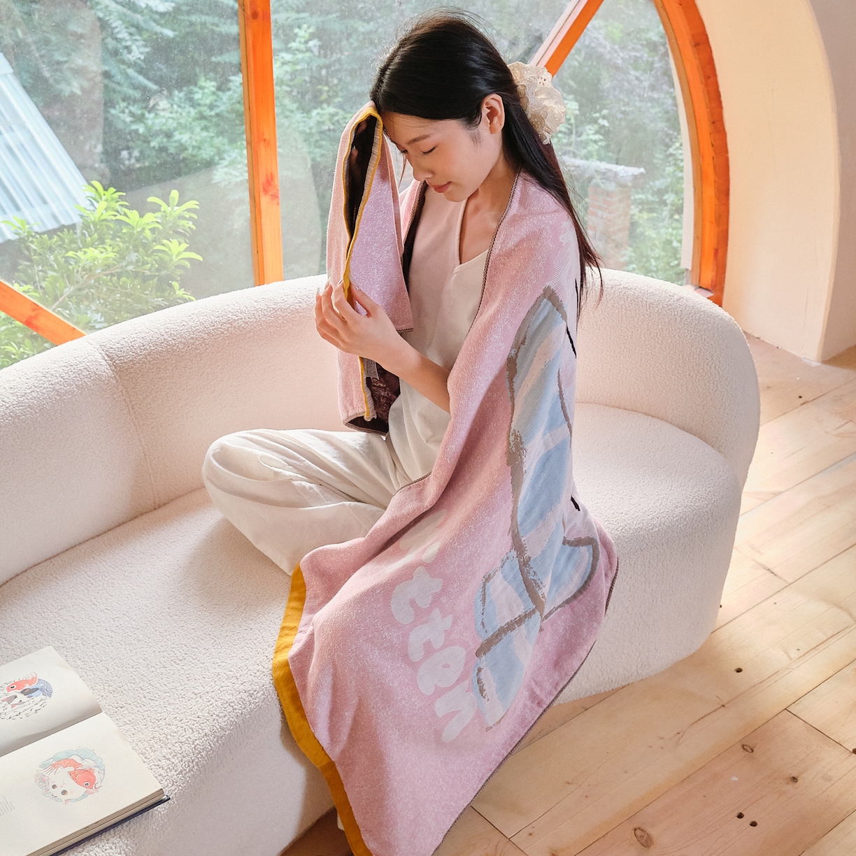 91家纺网 家纺一手货源 找家纺 （总）沐瑟家纺 2025新款卡通A类全棉四层纱布浴巾加大毛巾-第一组