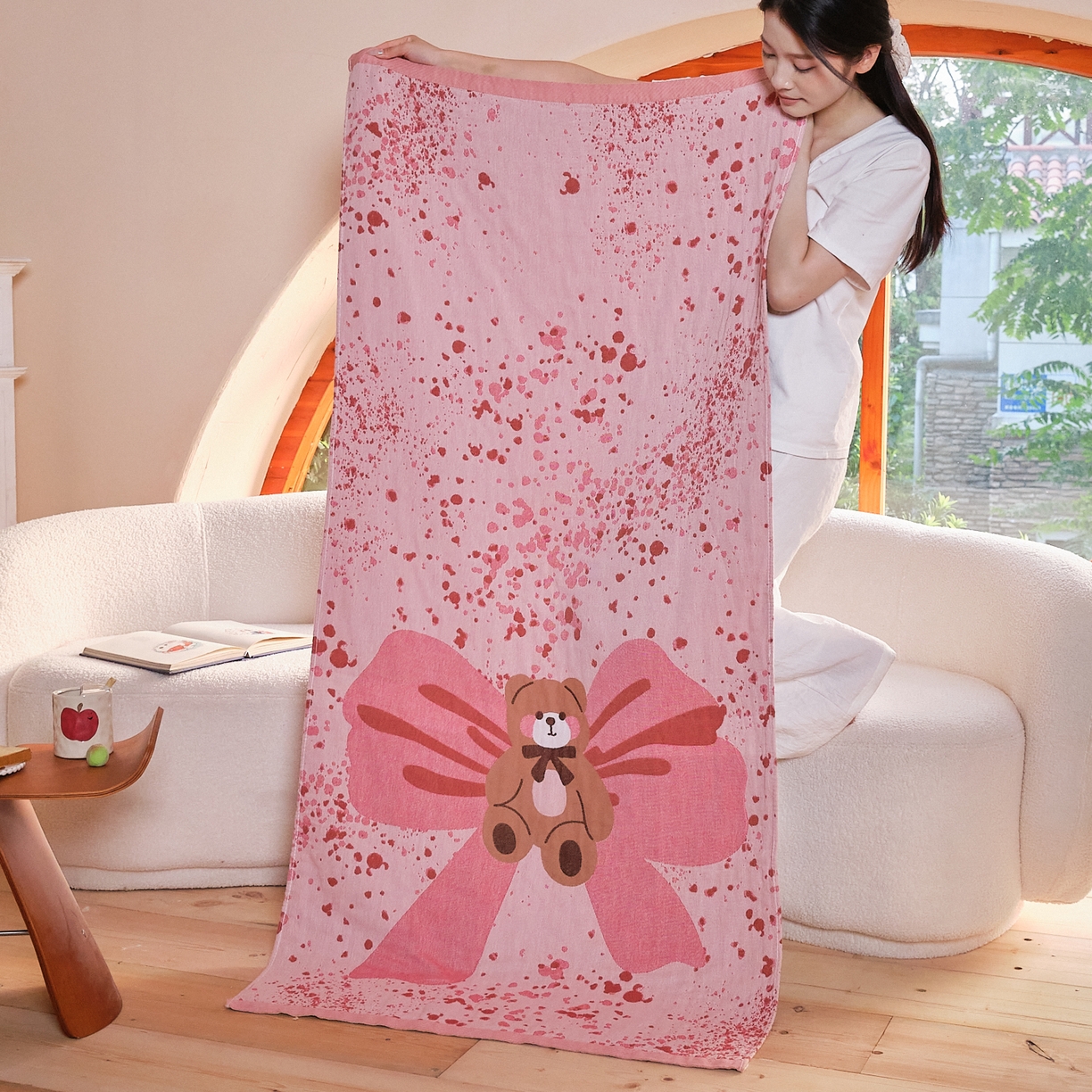 91家纺网 家纺一手货源 找家纺 （总）沐瑟家纺 2025新款卡通A类全棉四层纱布浴巾加大毛巾-第一组