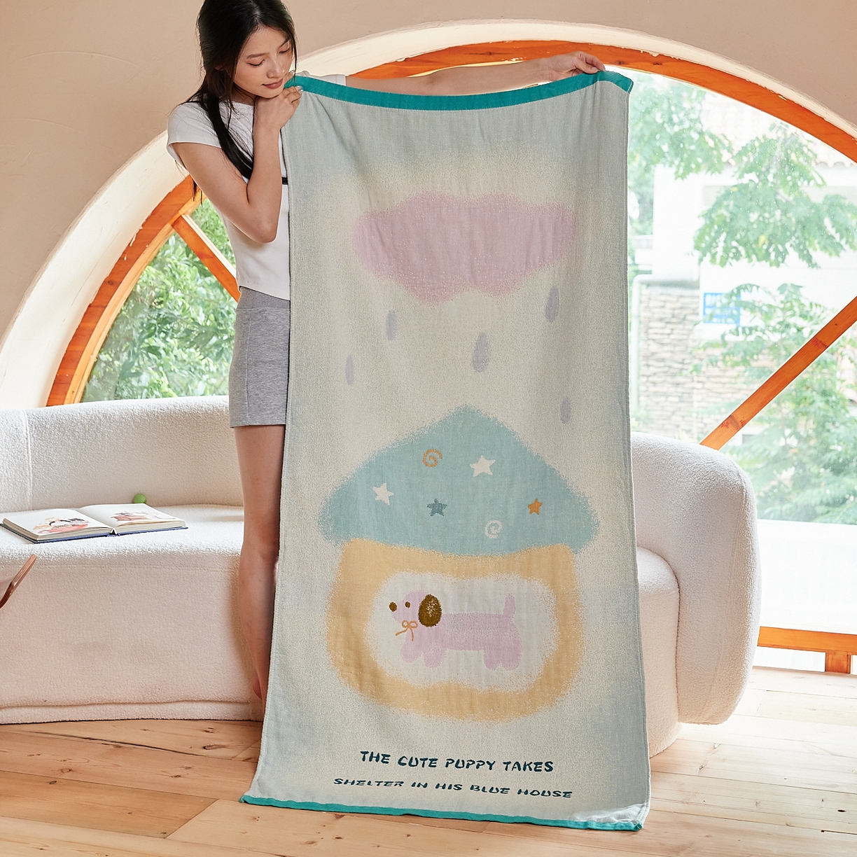 91家纺网 家纺一手货源 找家纺 （总）沐瑟家纺 2025新款卡通A类全棉四层纱布浴巾加大毛巾-第一组