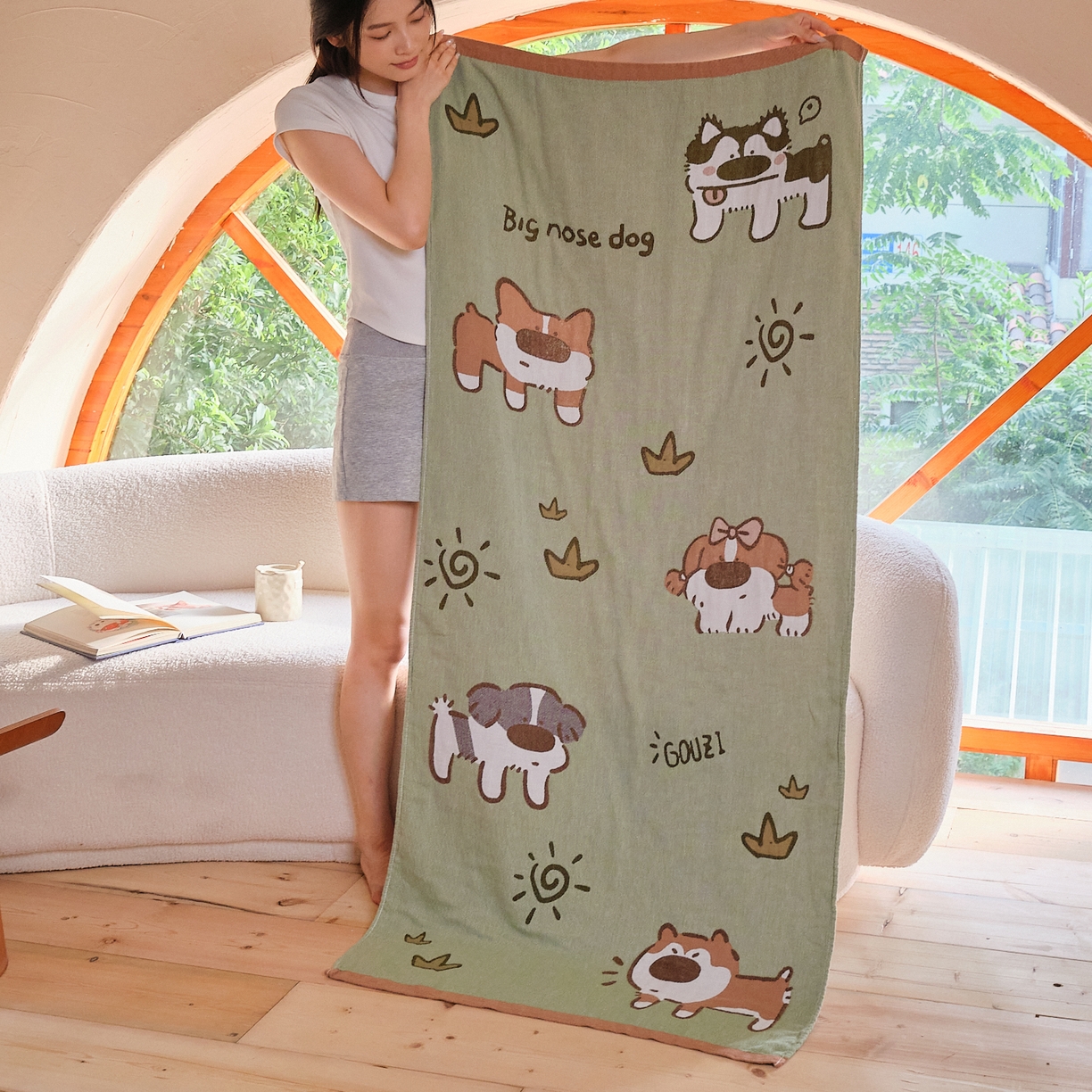 91家纺网 家纺一手货源 找家纺 （总）沐瑟家纺 2025新款卡通A类全棉四层纱布浴巾加大毛巾-第一组