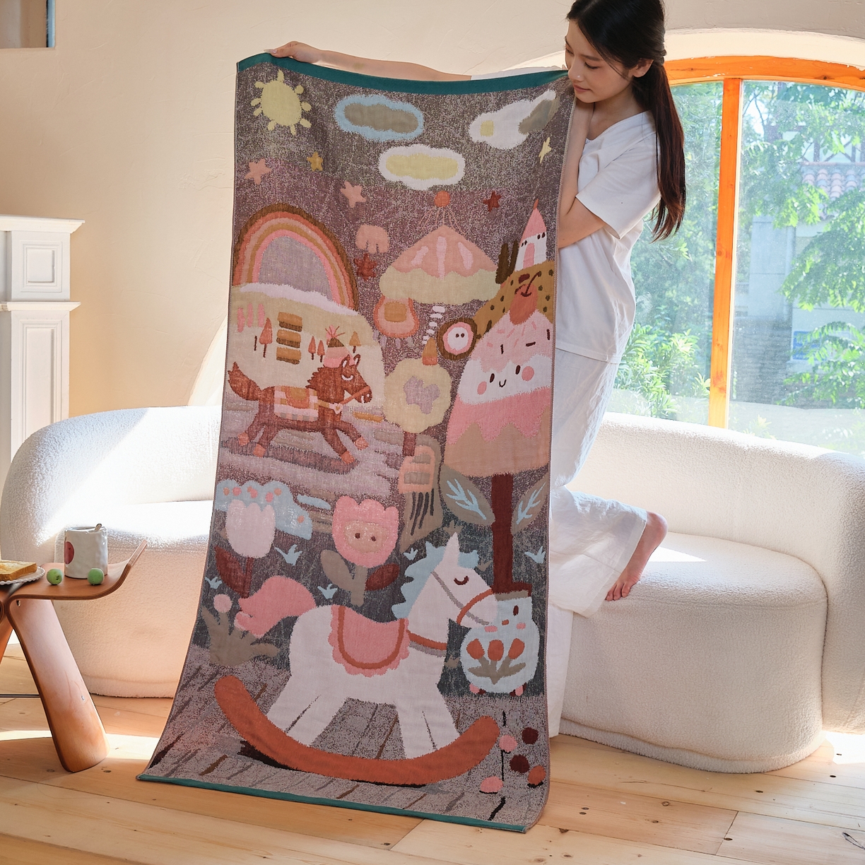 91家纺网 家纺一手货源 找家纺 （总）沐瑟家纺 2025新款卡通A类全棉四层纱布浴巾加大毛巾-第一组