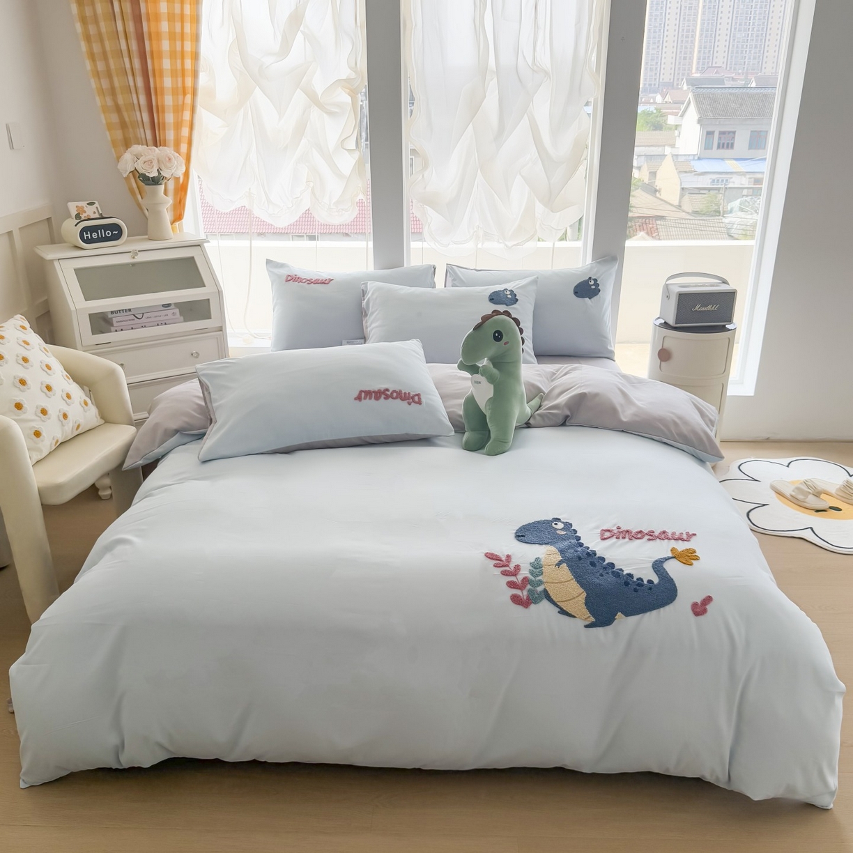 91家纺网 家纺一手货源 找家纺 （总）恋绒家纺 2025新款水洗棉毛巾绣卡通绣花学生三件套四件套