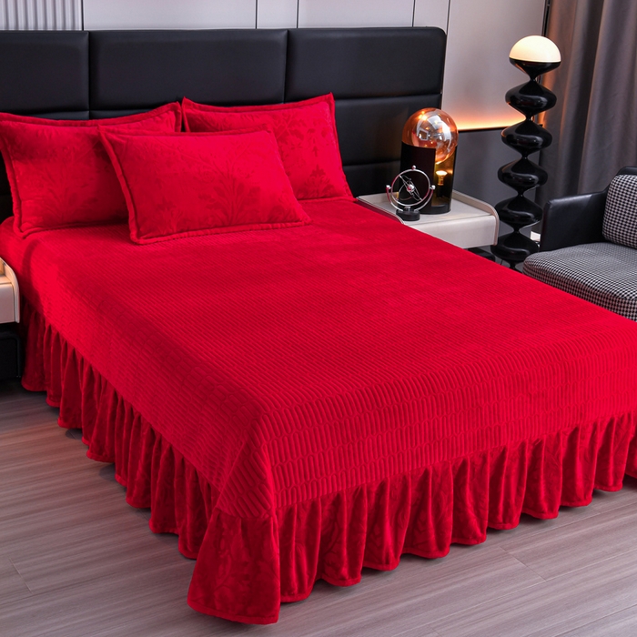 91家纺网 家纺一手货源 找家纺 星窝家纺 2025新款雕花绒床盖四件套 控价标准139（直播拼多多淘宝） 灵动大红