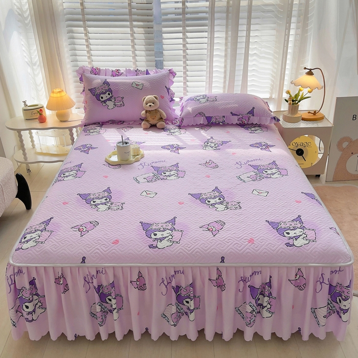 艾兜坊 2025新款三丽鸥水洗棉夹棉床裙 樱桃库洛米