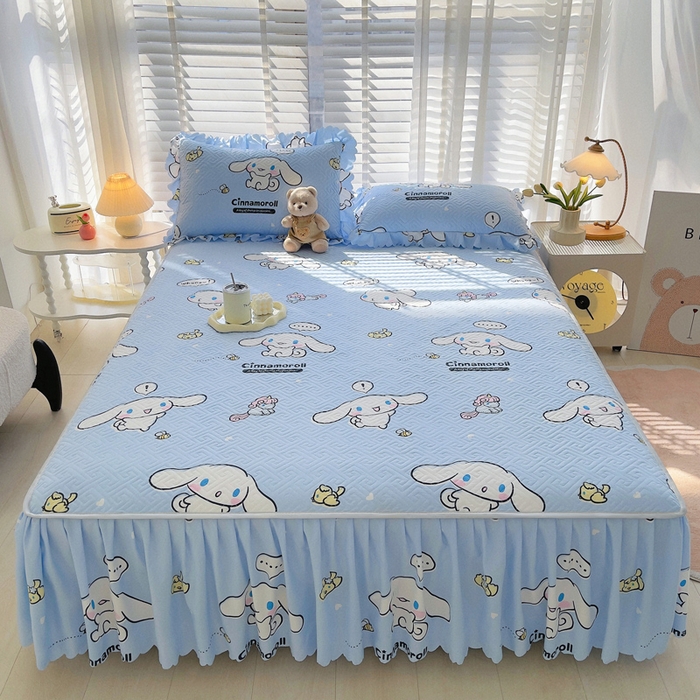 91家纺网 家纺一手货源 找家纺 （总）艾兜坊 2025新款三丽鸥水洗棉夹棉床裙